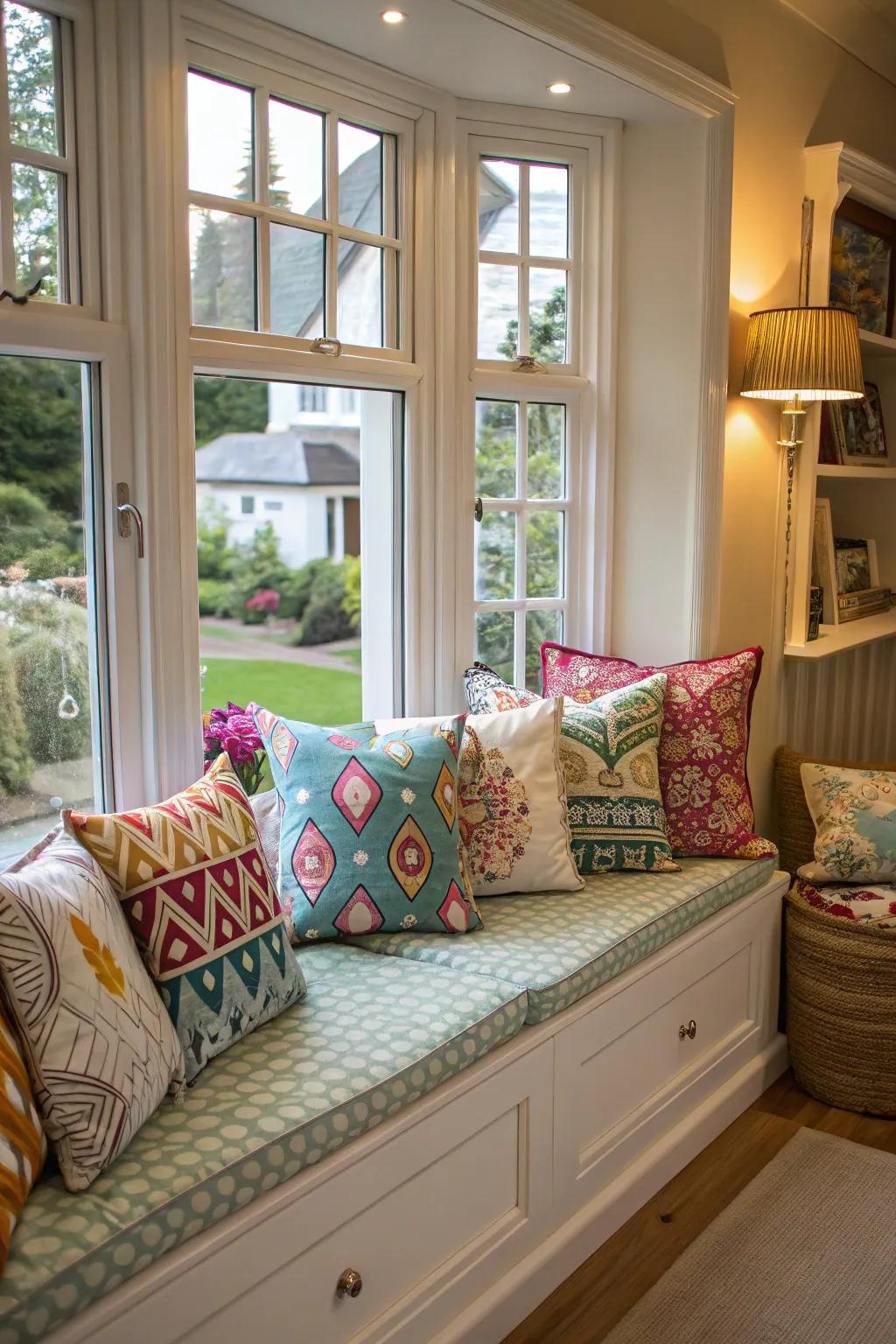 Custom cushions allow for personalized expression in your bay window area.