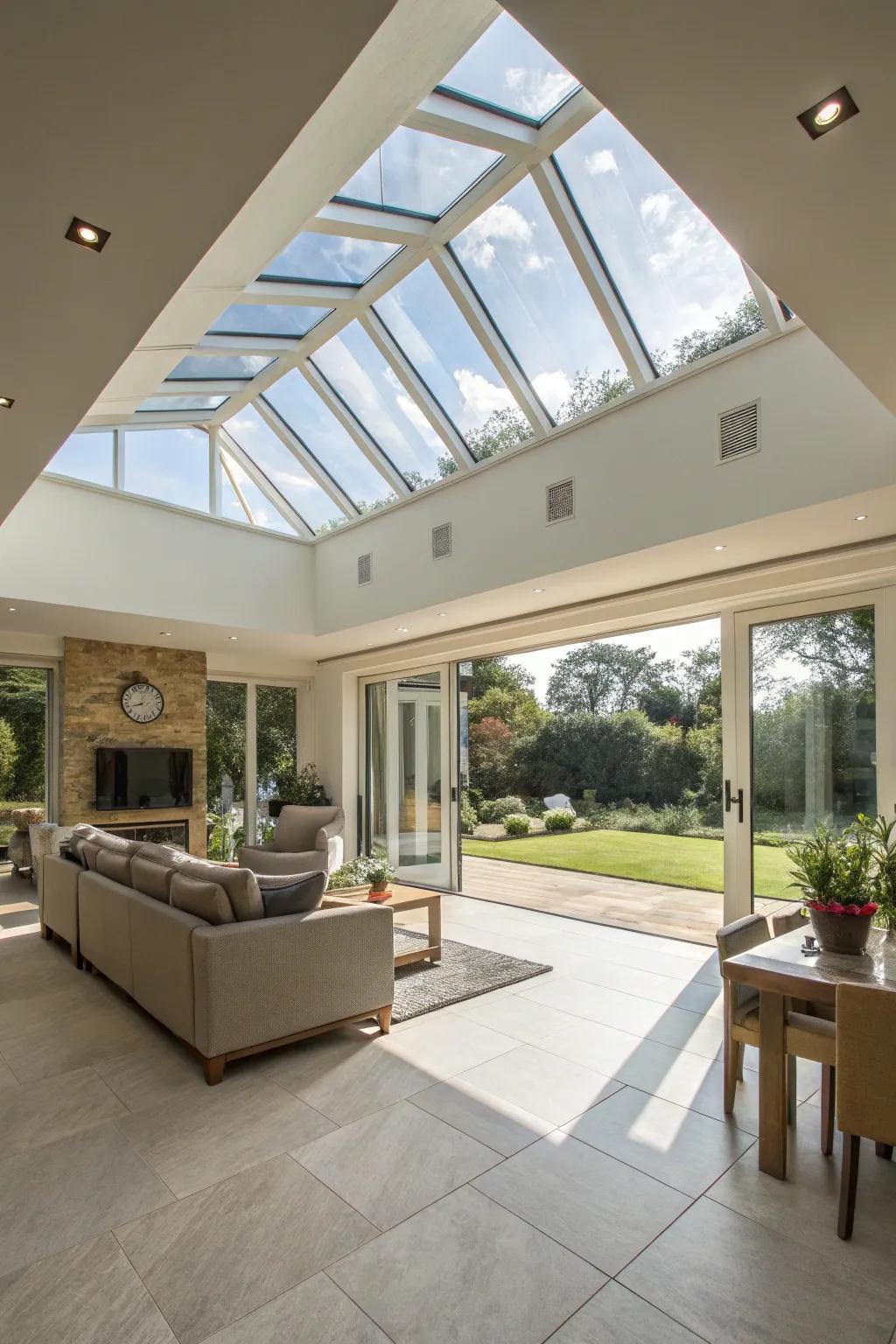 Skylights and spacious layouts forge luminous, airy environments that conserve energy.
