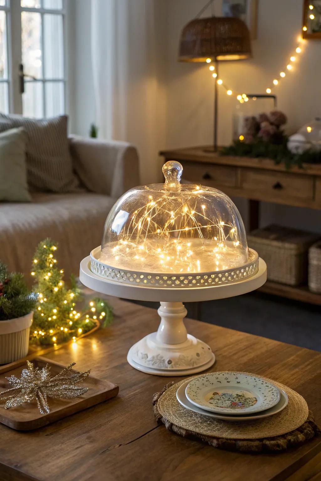 Illuminate your space through a creative LED illumination display beneath glass.
