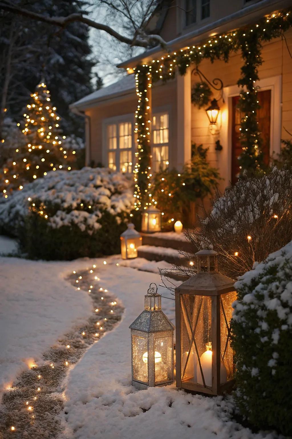 A magical outdoor light display.