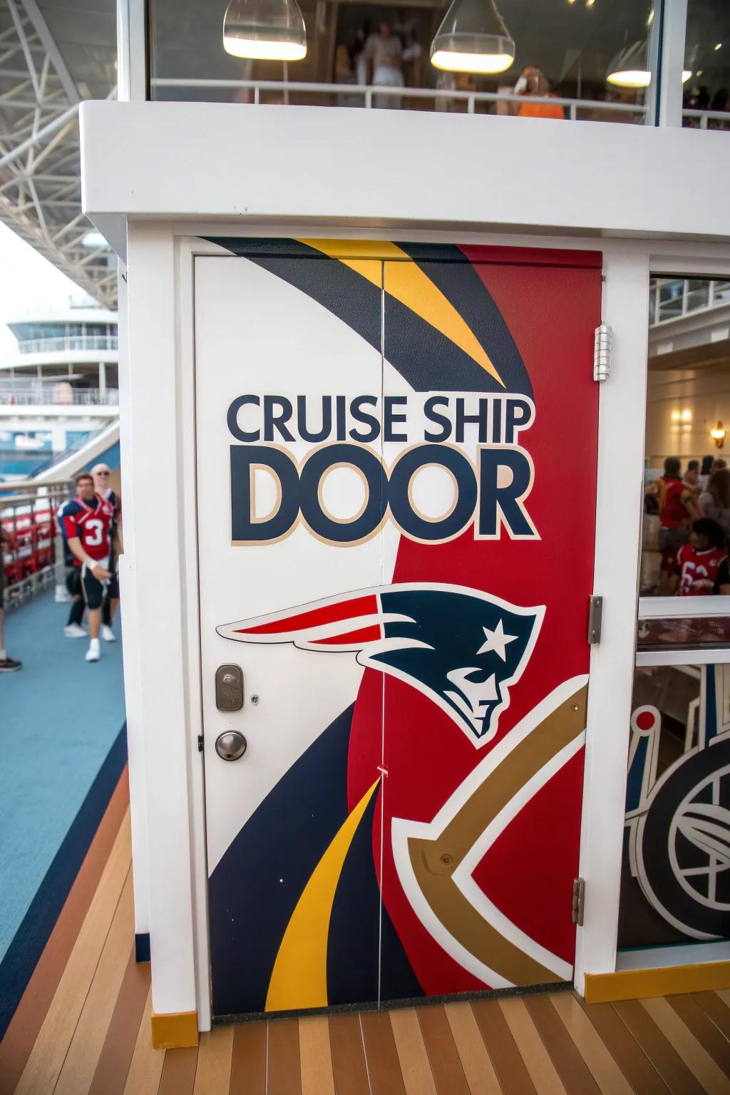 Cheer for your team with sports-themed cruise door decorations.