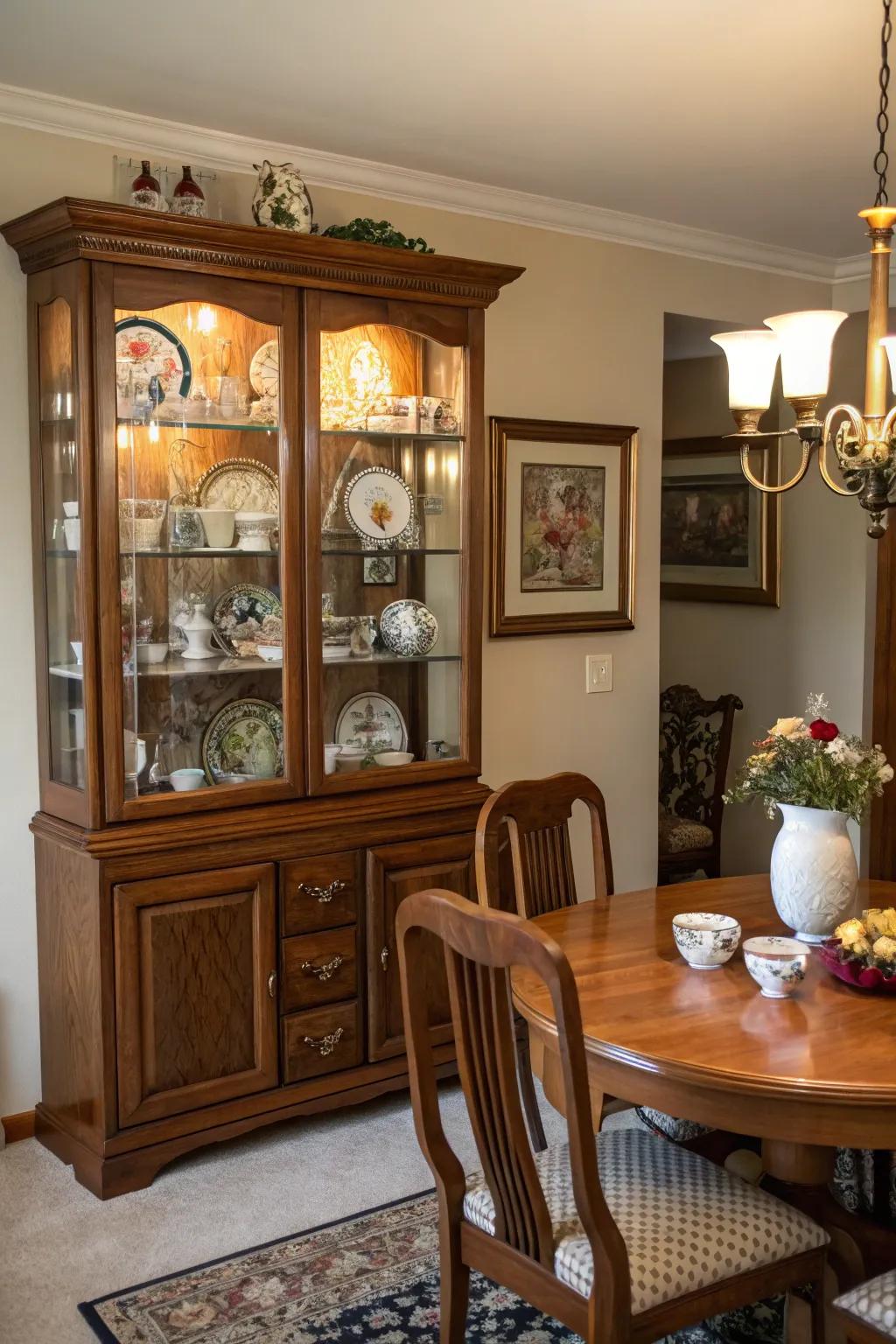 Curio cabinets showcase your treasures while providing functional storage.