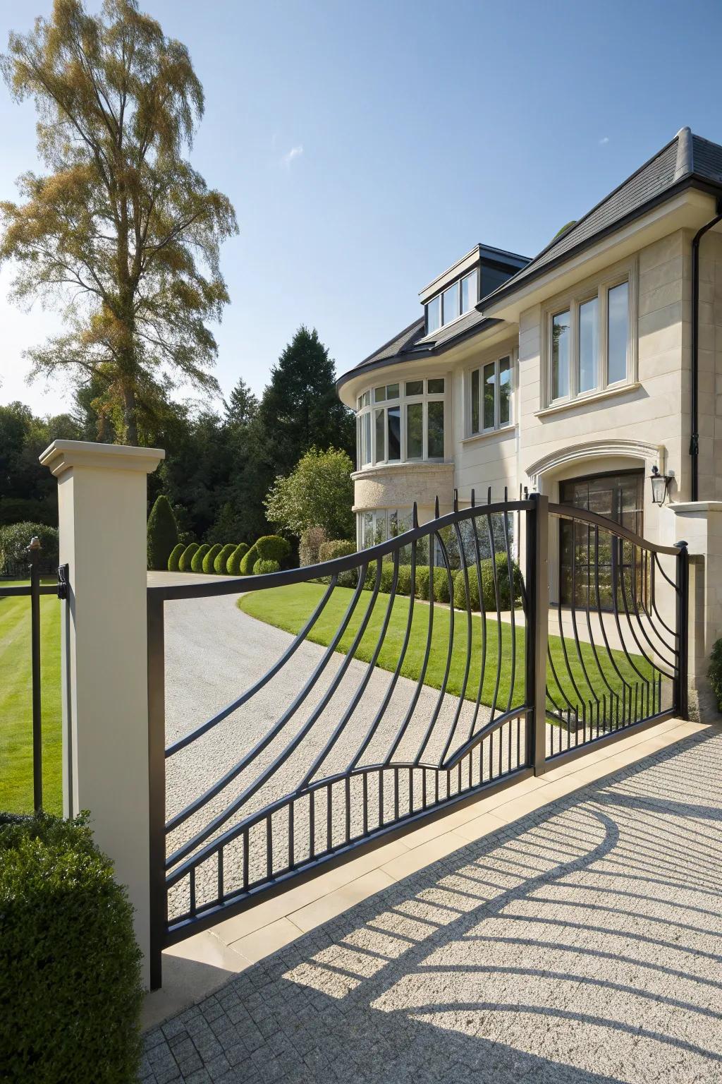 A curved gate that adds an elegant touch with its fluid design.