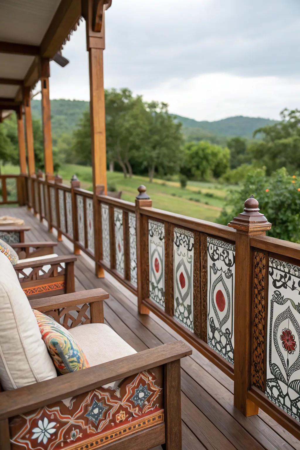 Personalize your space: Painted patterns on railings.