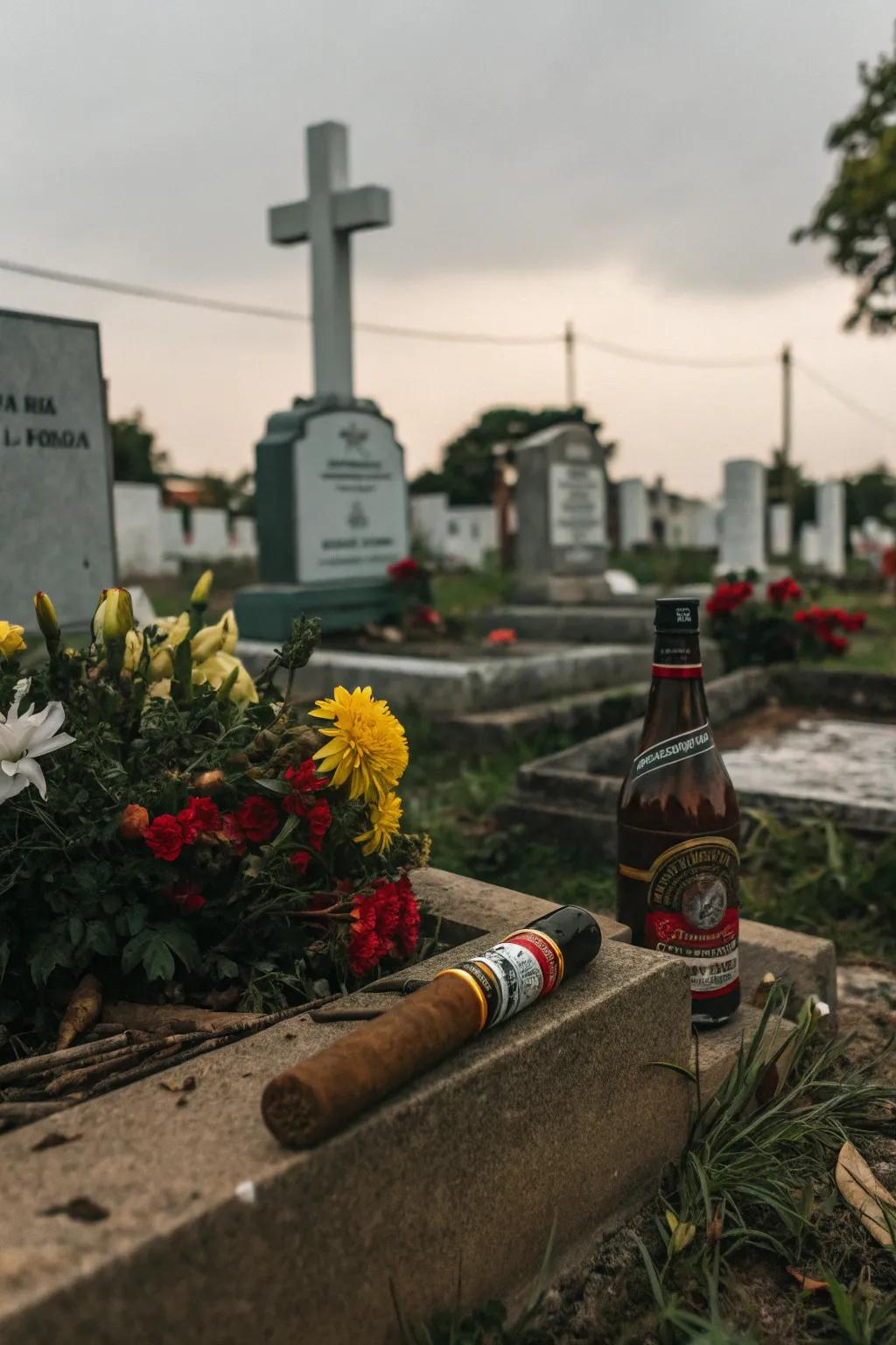 A tribute with a favored cigar and beverage.