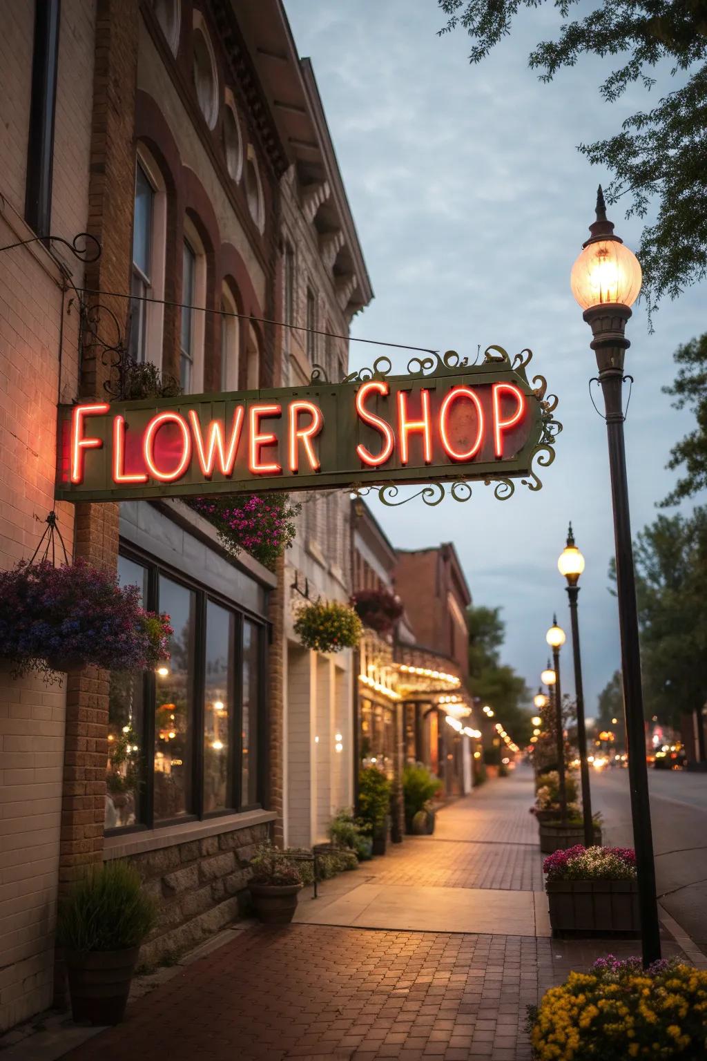 Retro neon lights that add a nostalgic charm to the shopfront