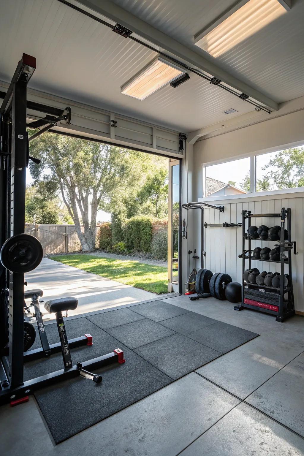 Proper ventilation keeps your garage gym comfortable and fresh.