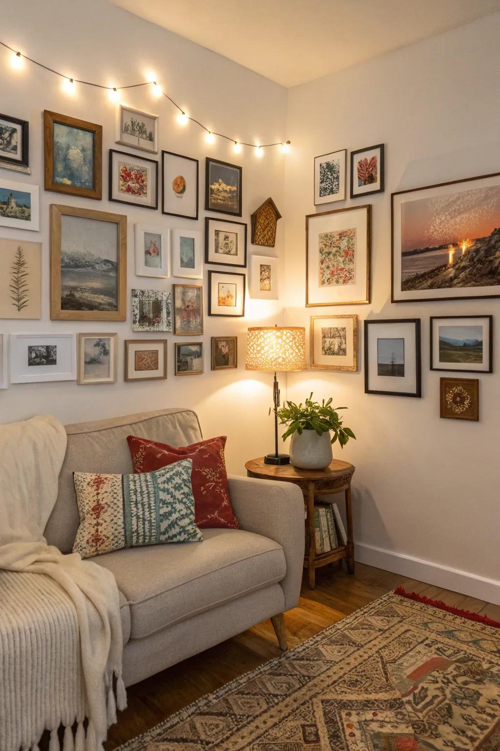 A personal display exhibit featuring art and portraiture