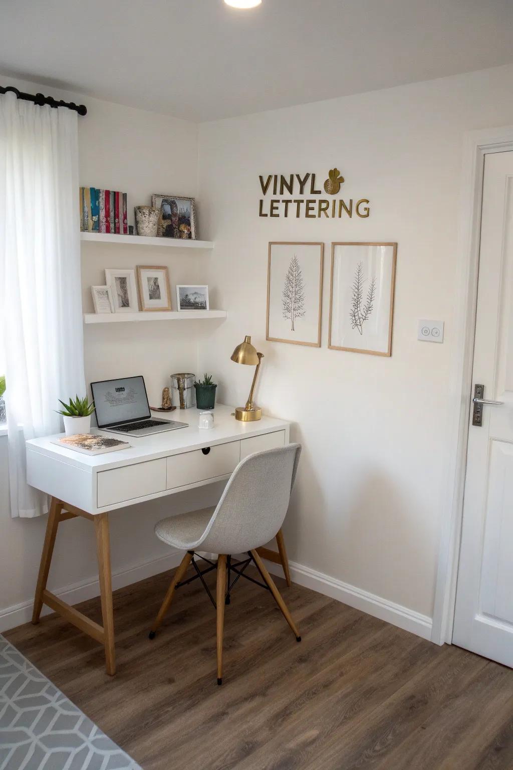 Stay chic with minimalist vinyl lettering.