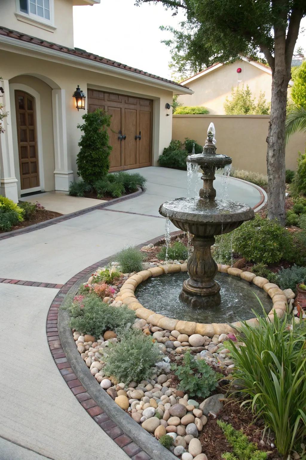 Water features add elegance and tranquility.