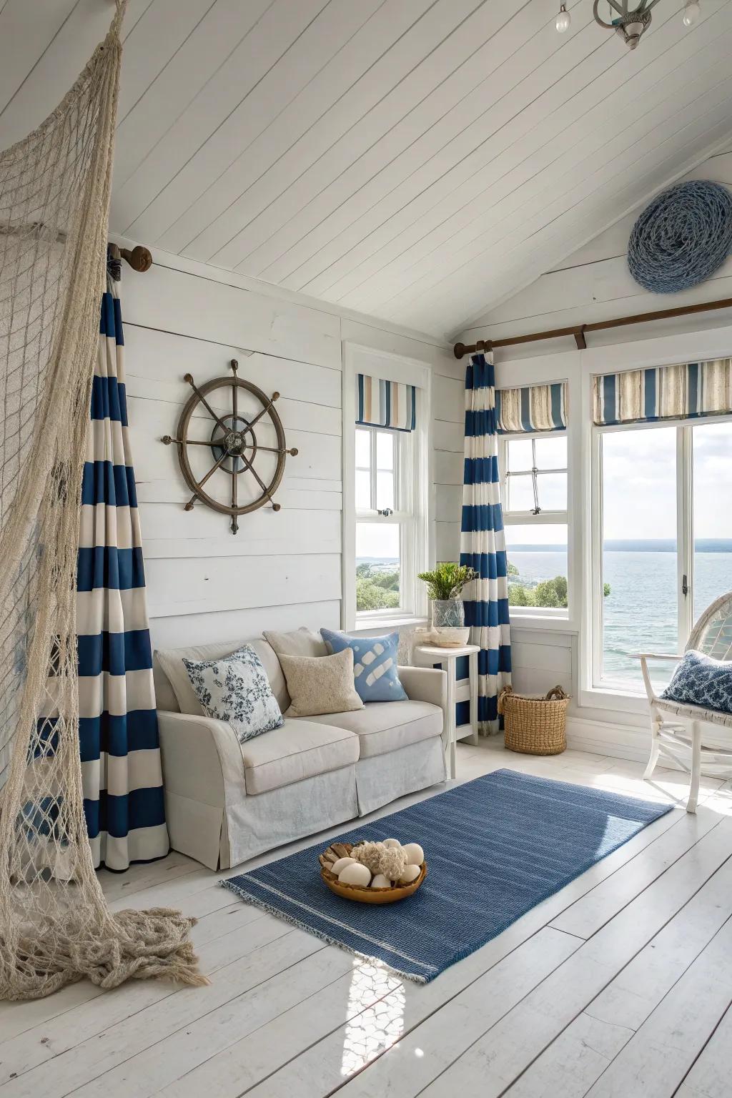 Coastal inspiration brings a serene beachside vibe to white wood floors.