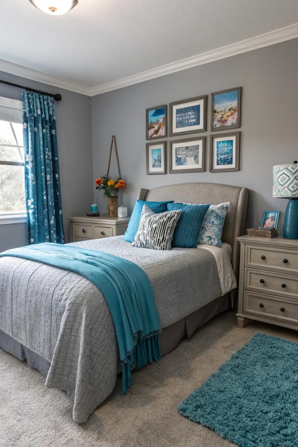 An unexpected pop of color with accessories adds a personal touch to your bedroom.