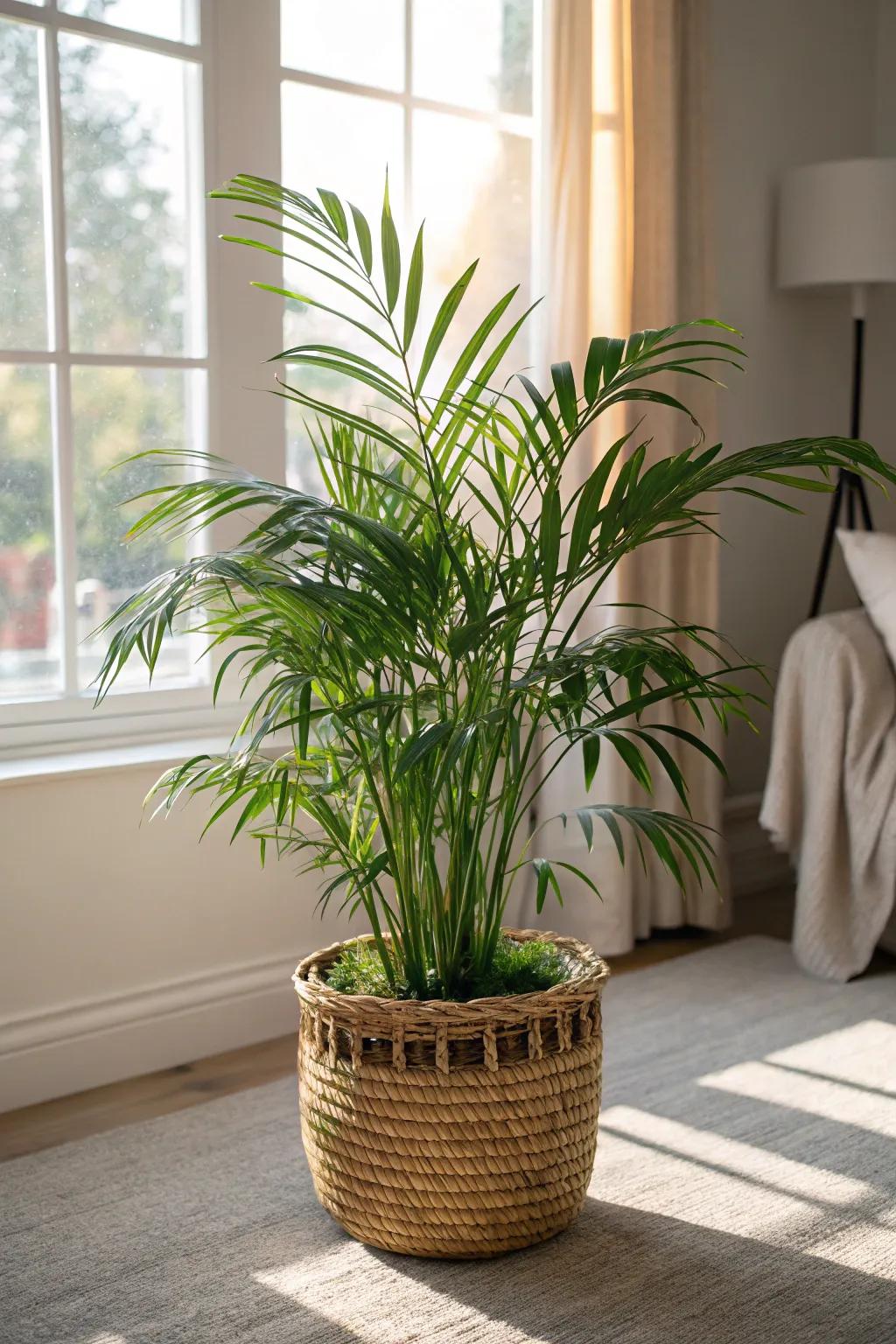A pet-compatible parlor palm, impeccably suited for mothers nurturing animal companions.