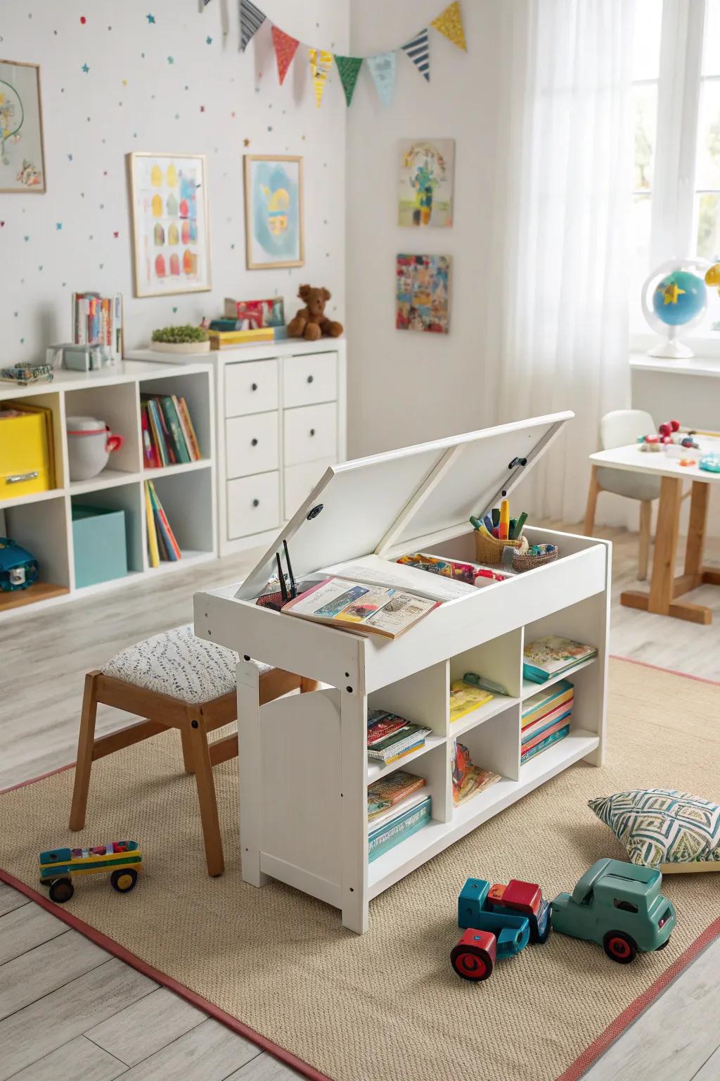 Transformable furniture in a playroom, offering adaptability as children grow.