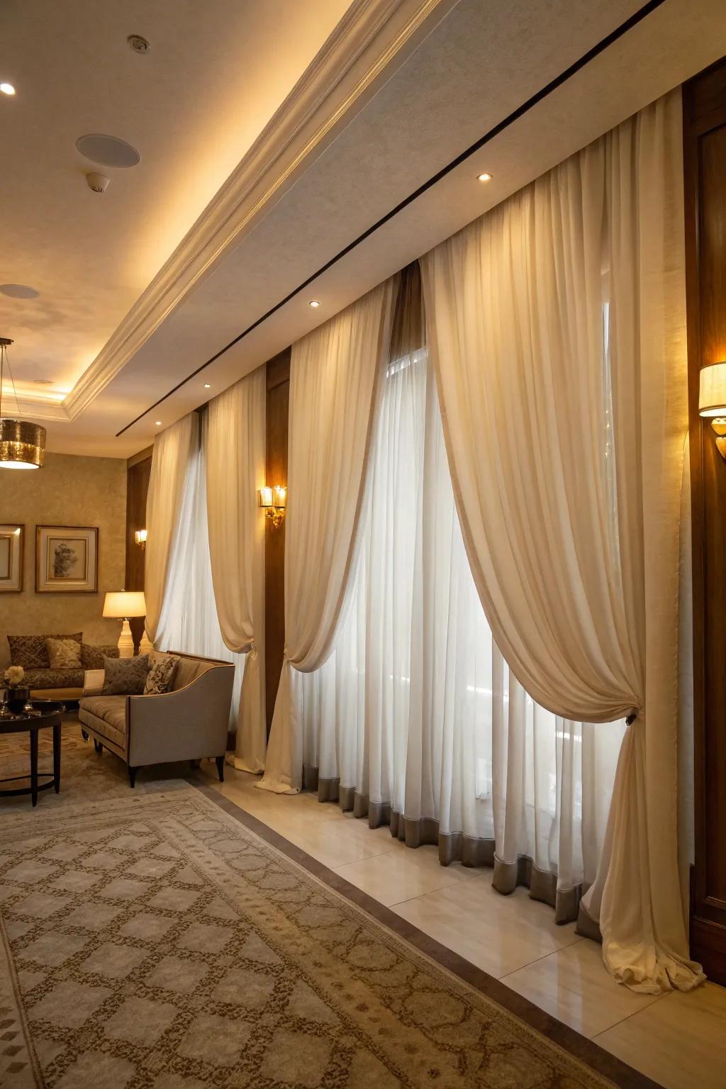 Curtains adding elegance and functionality to the room.