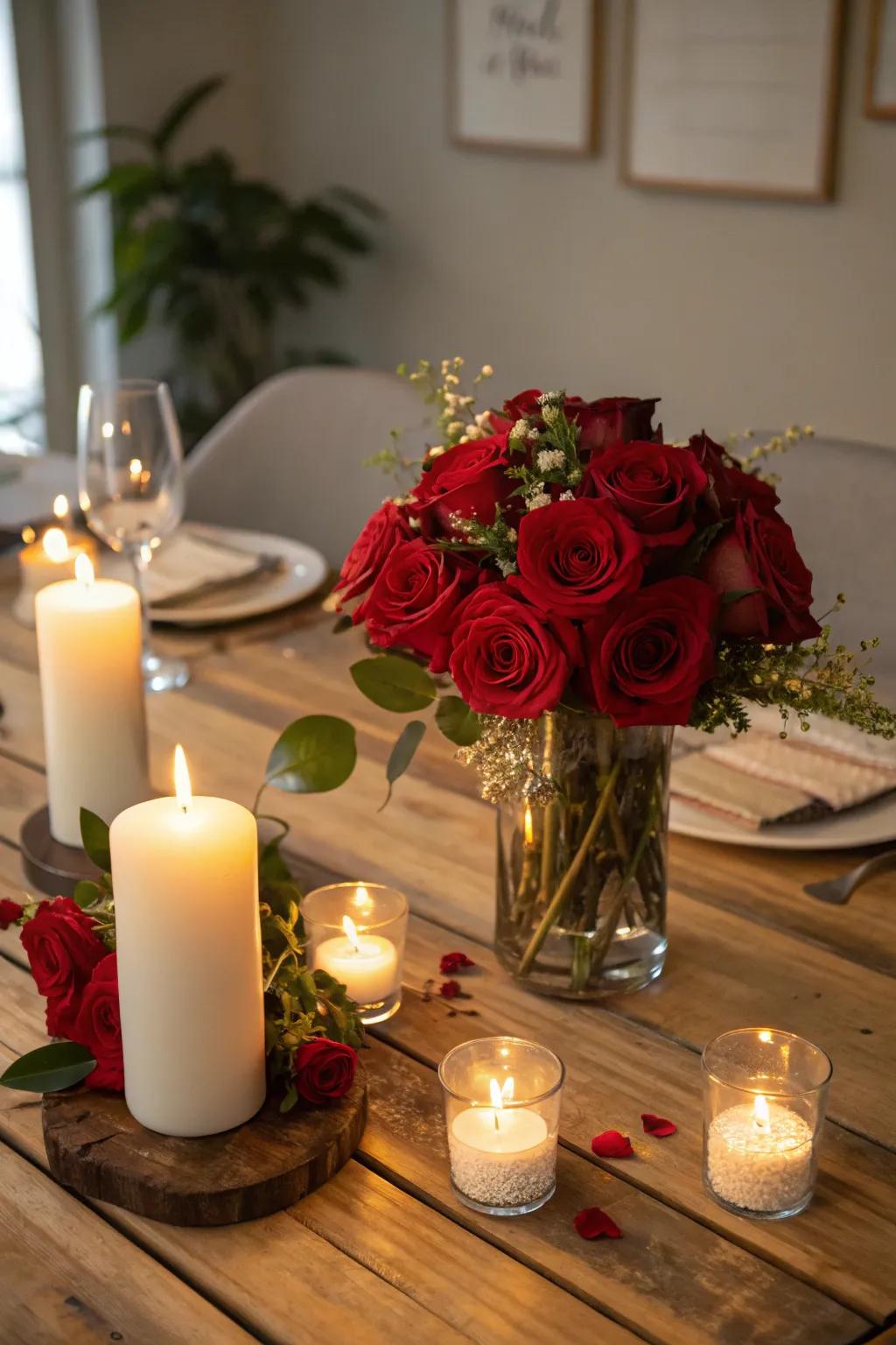 Romantic Ambiance with Roses and Candles