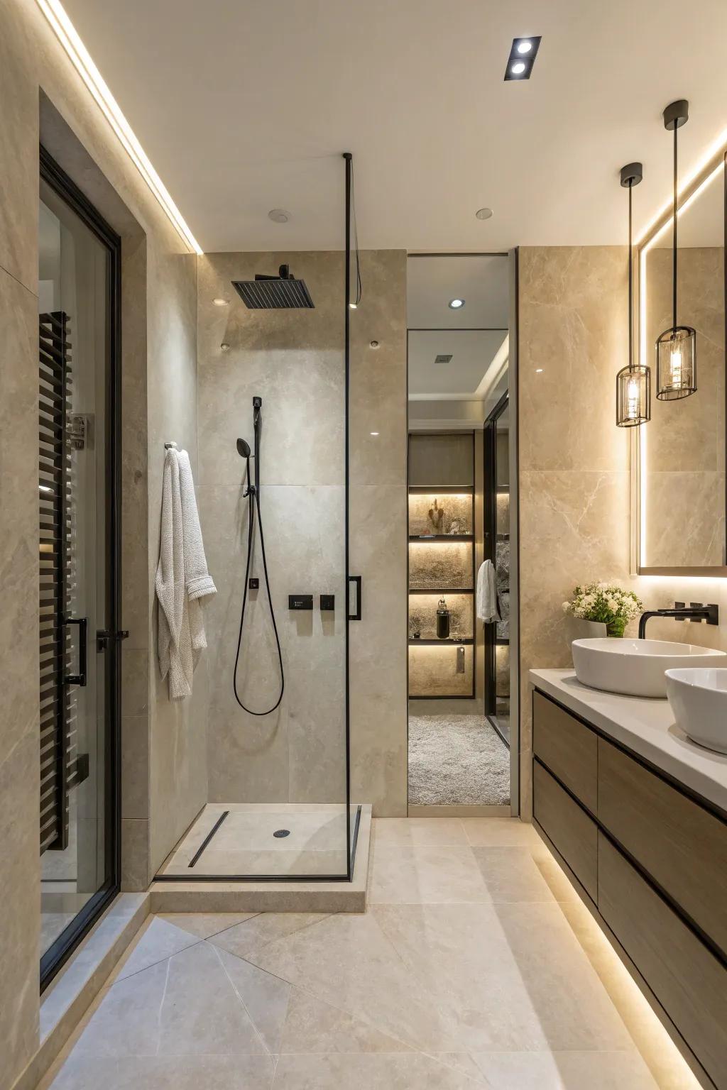 Neutral colors create a calm and timeless atmosphere in your shower.