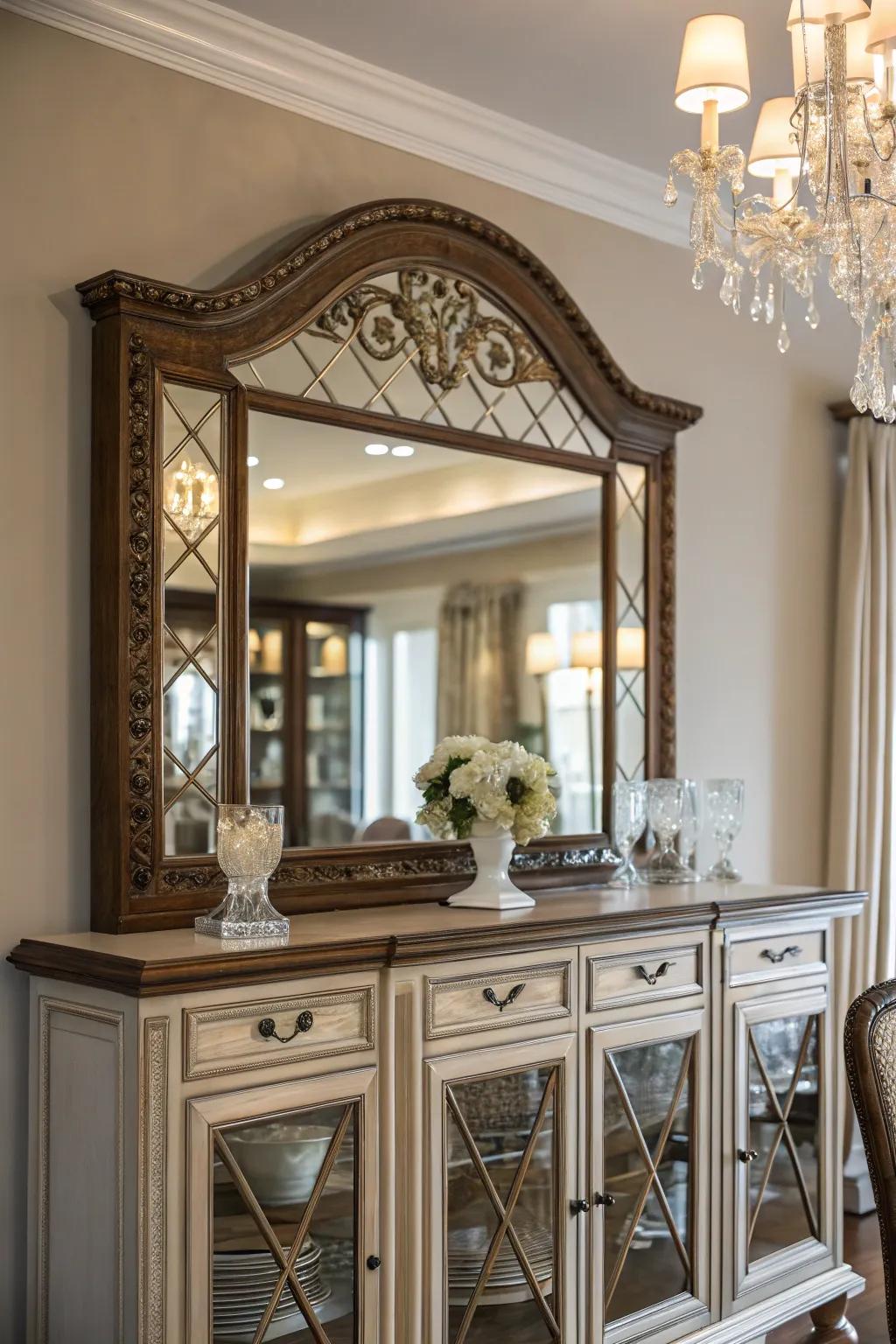 Mirrors reflect light and add elegance.