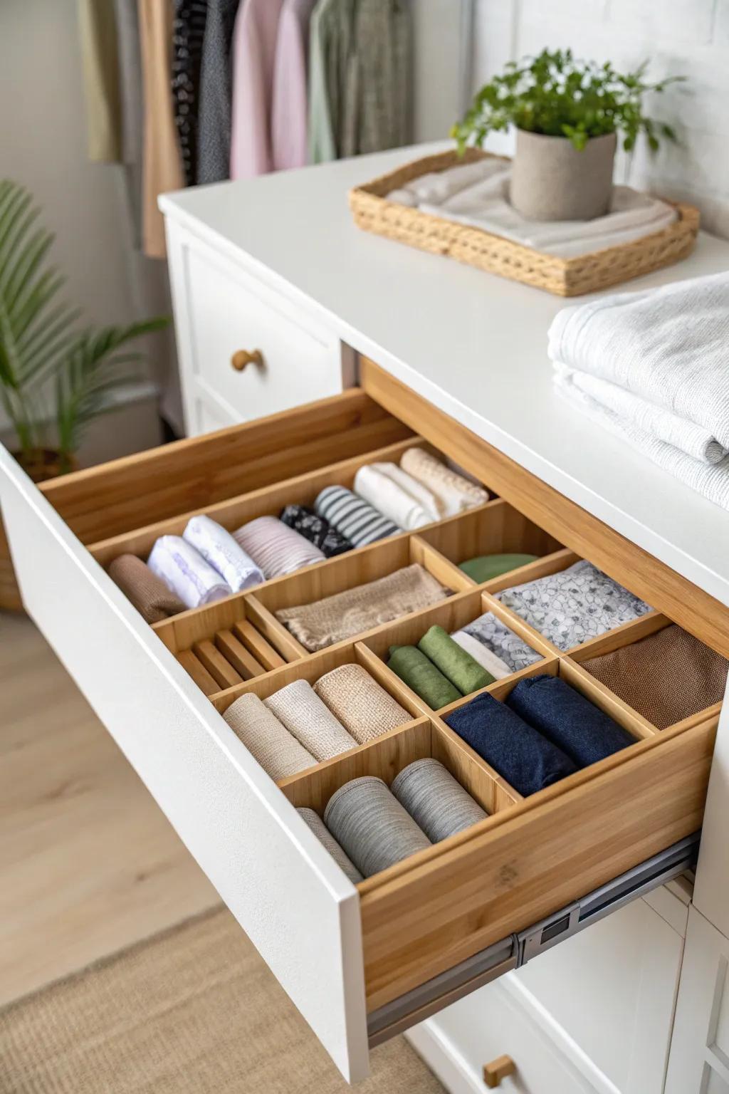 Bamboo inserts for natural and stylish organization.