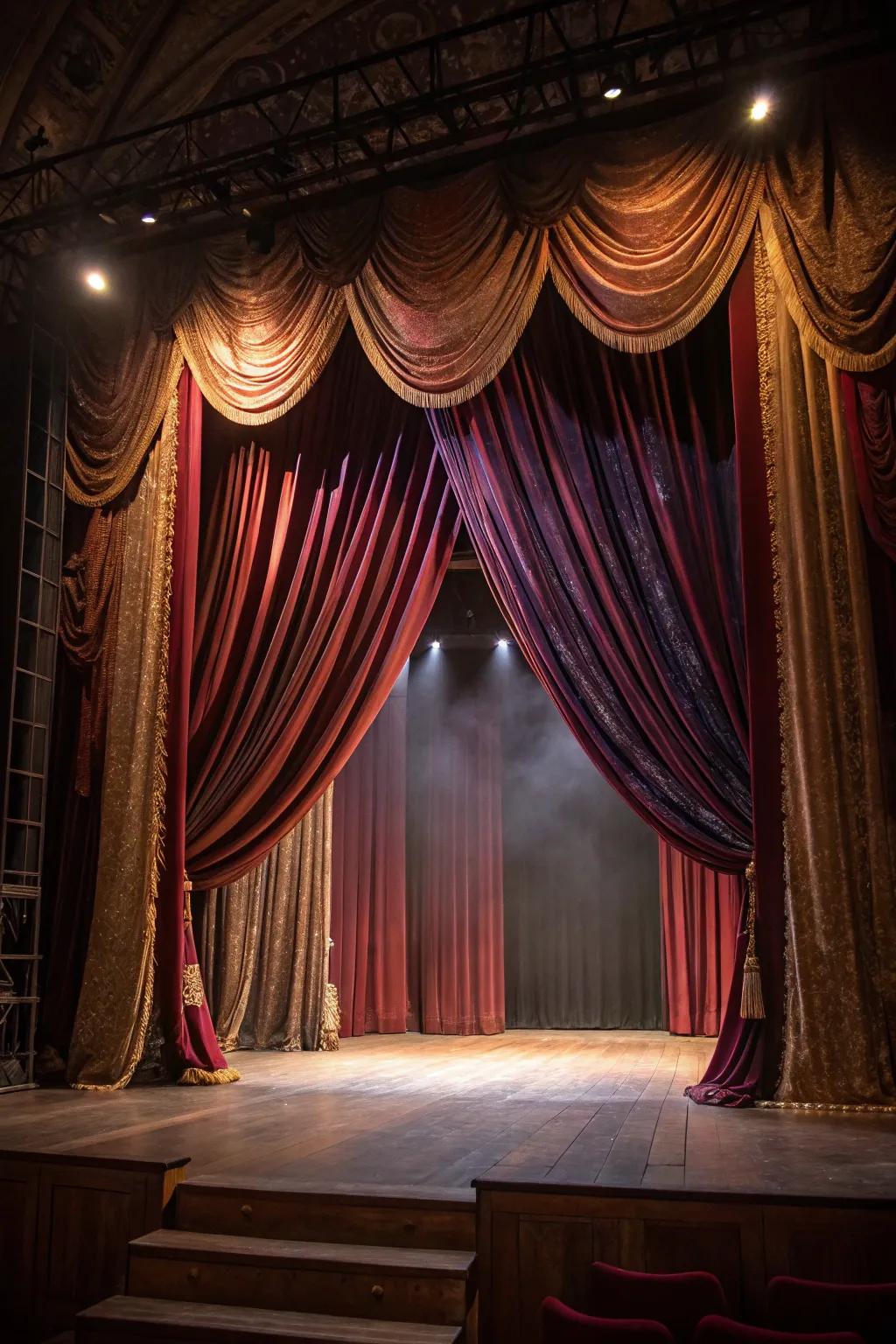 Theatrical drapery brings class and theatrics to the stage.