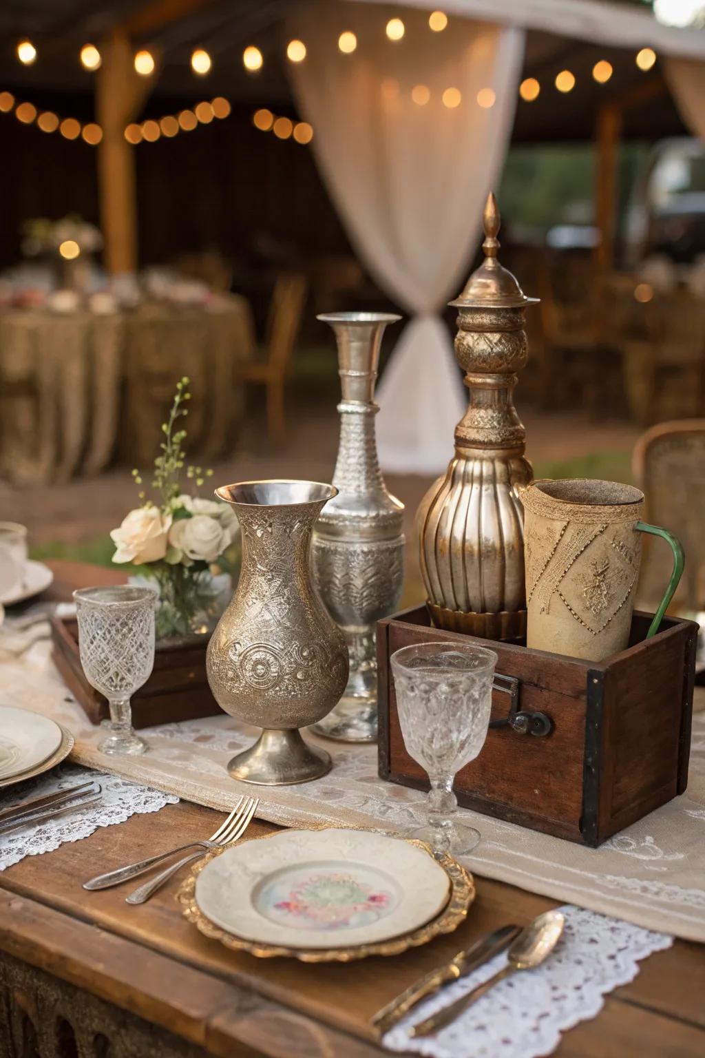 Vintage centerpieces that evoke a sense of timeless elegance.