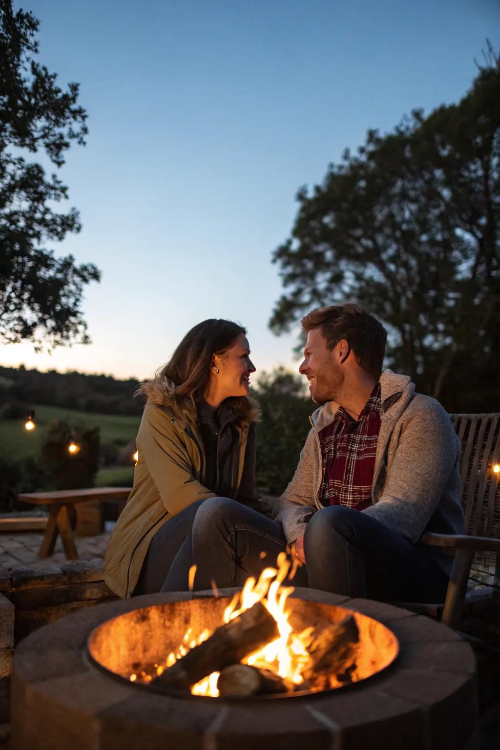 By the fire, where warmth and love meet.