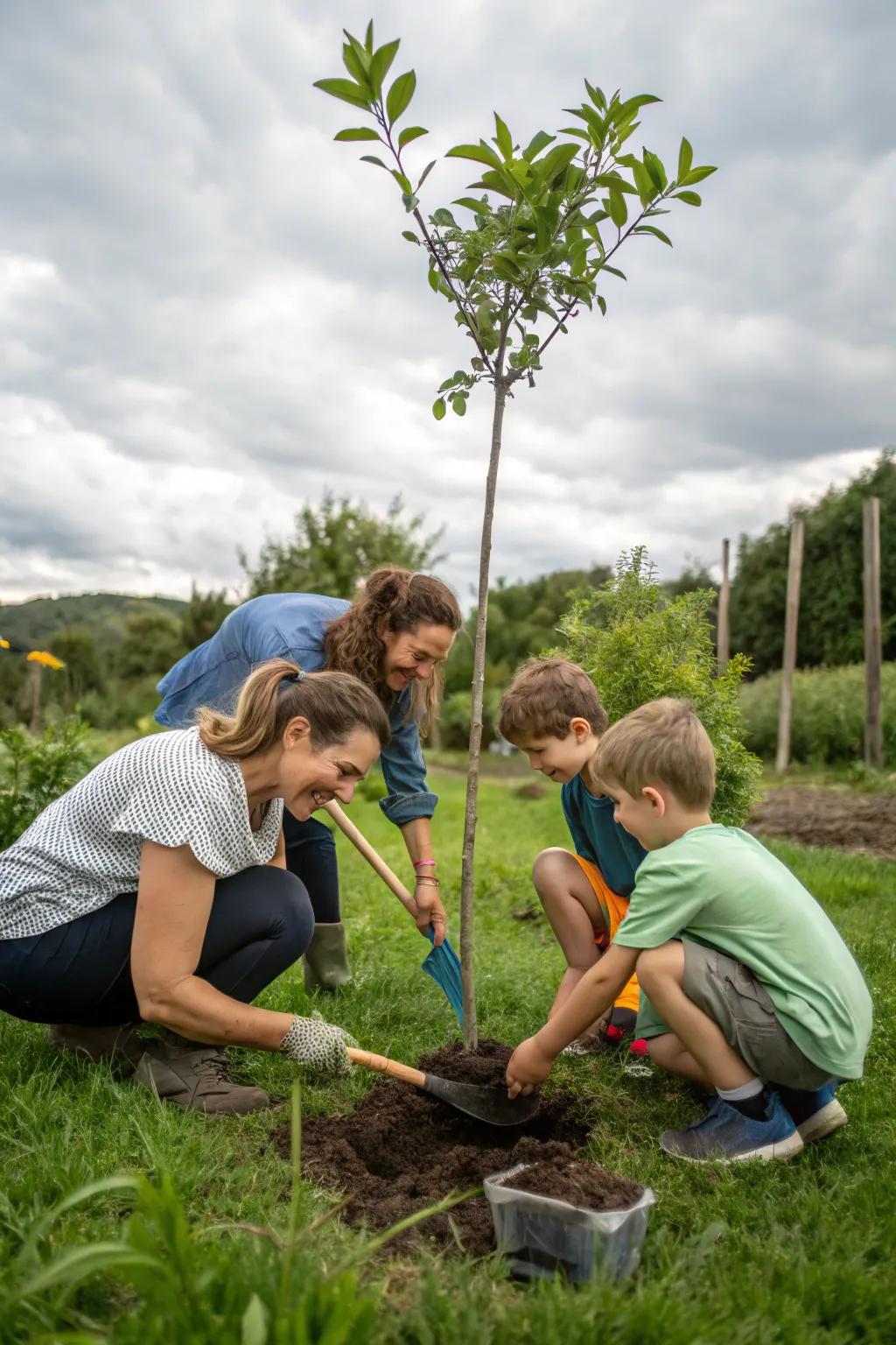 Planting a tree to commemorate a special birthday.