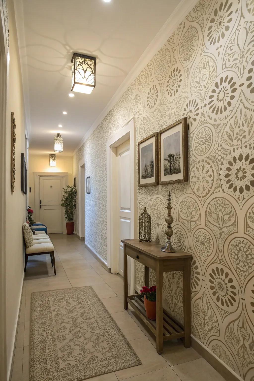 Stenciled designs provide artistic detail to any wall.