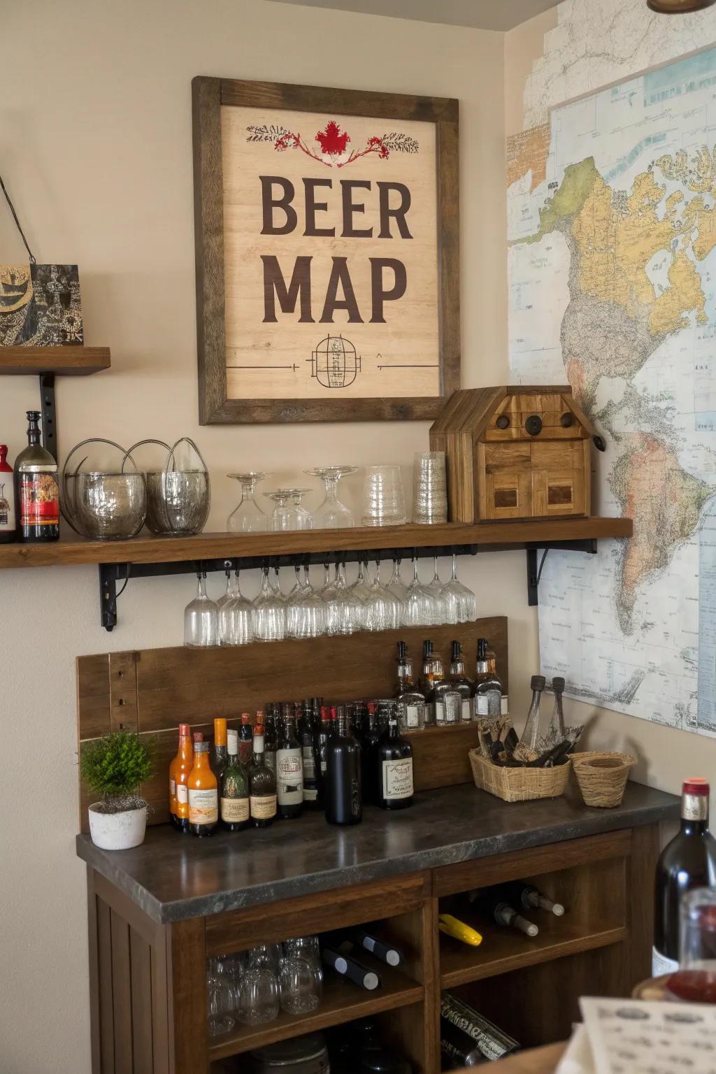 Beer map signs highlight your beer journey.