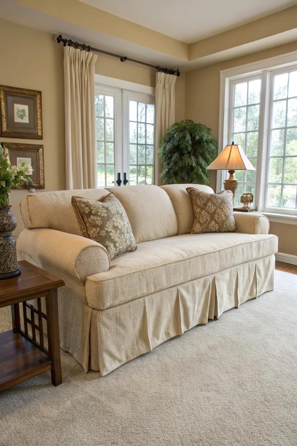 Custom covers provide a perfectly tailored fit for your couch.