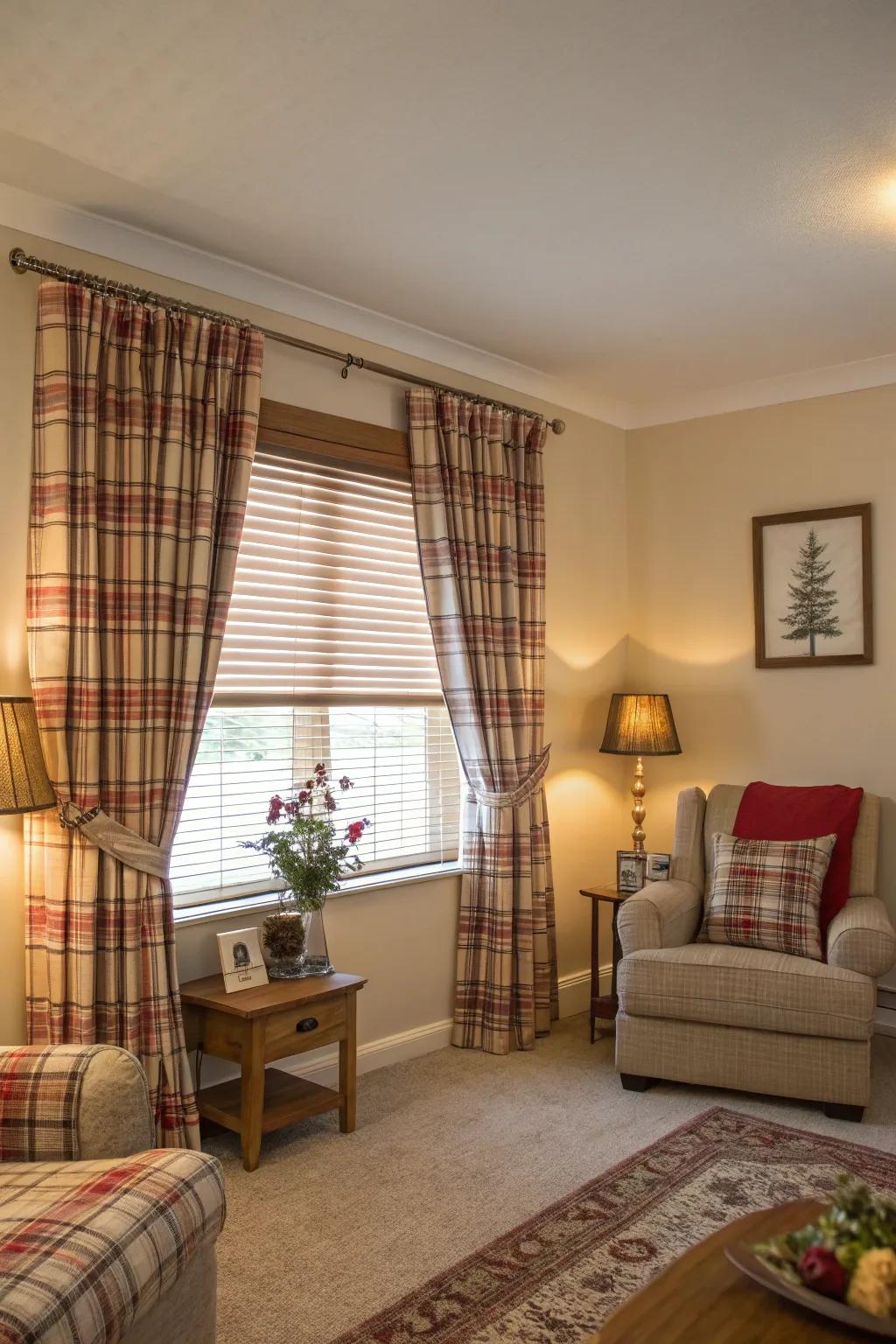 Plaid curtains add coziness and warmth to any space.