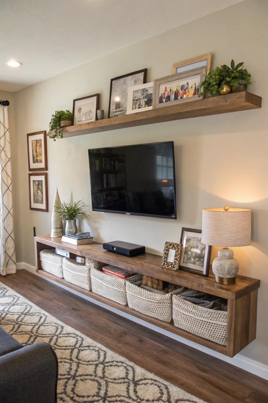 Render your space uniquely yours with individualized decor on a floating ledge.