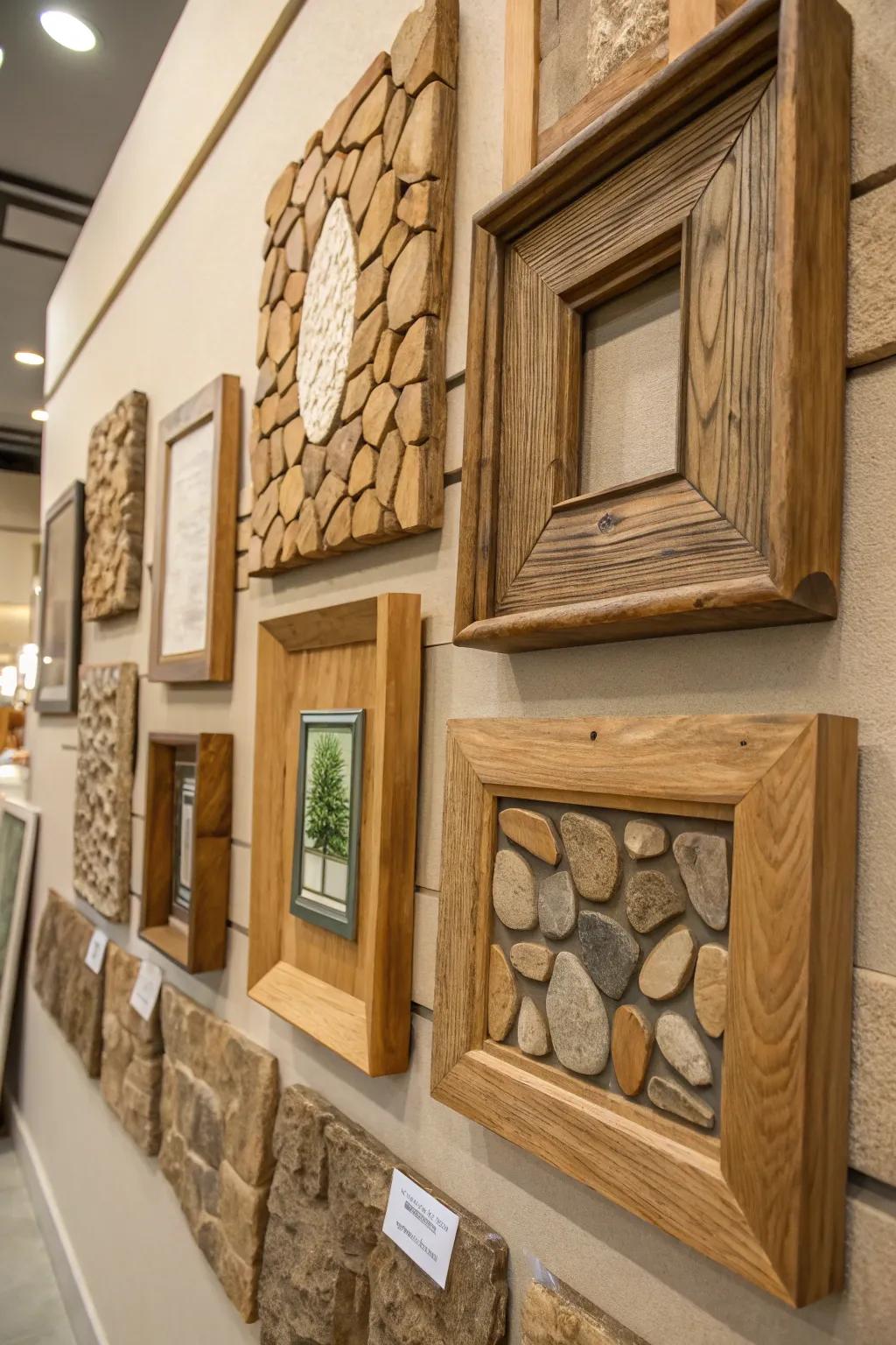 Nature-themed frames fashion a terrestrial ambiance.