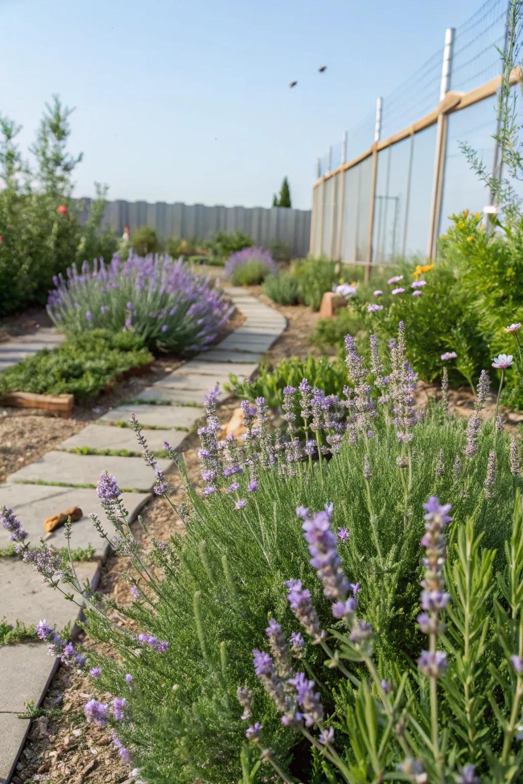 Fragrant herbs enhancing the garden's sensory appeal.