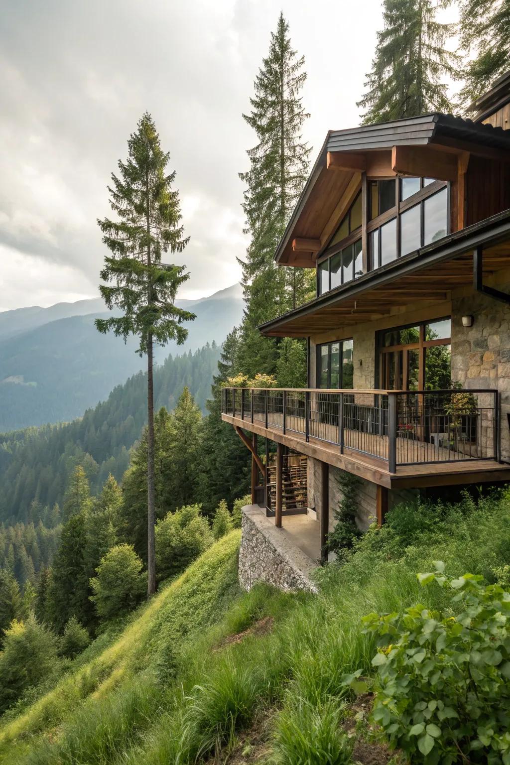 Unique architectural elements enhancing mountain homes.