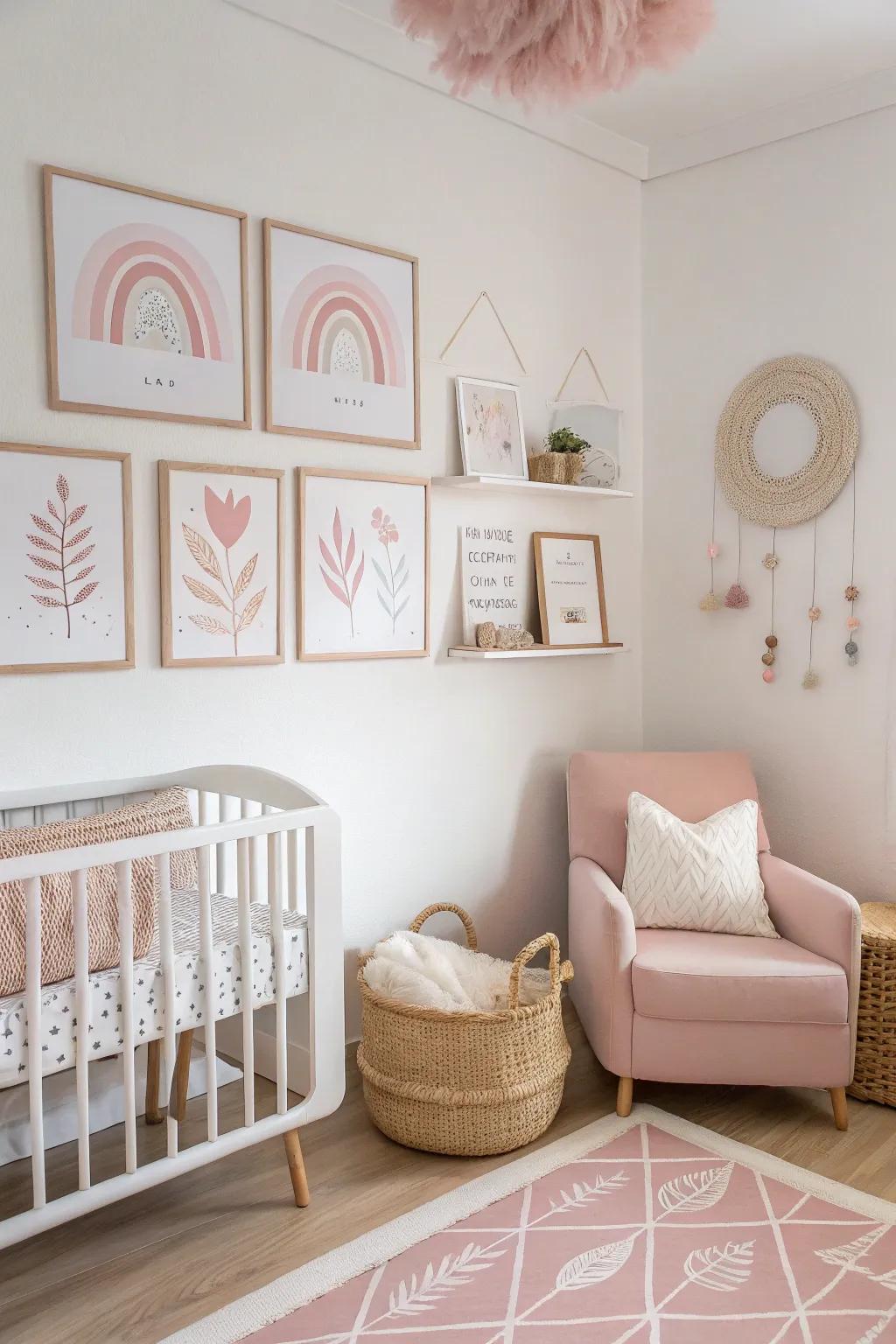 Minimalist art introduces elegance and simplicity within the nursery.