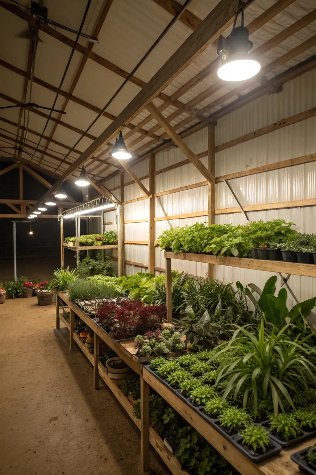 Cultivate rare plants in a dedicated pole barn nursery.