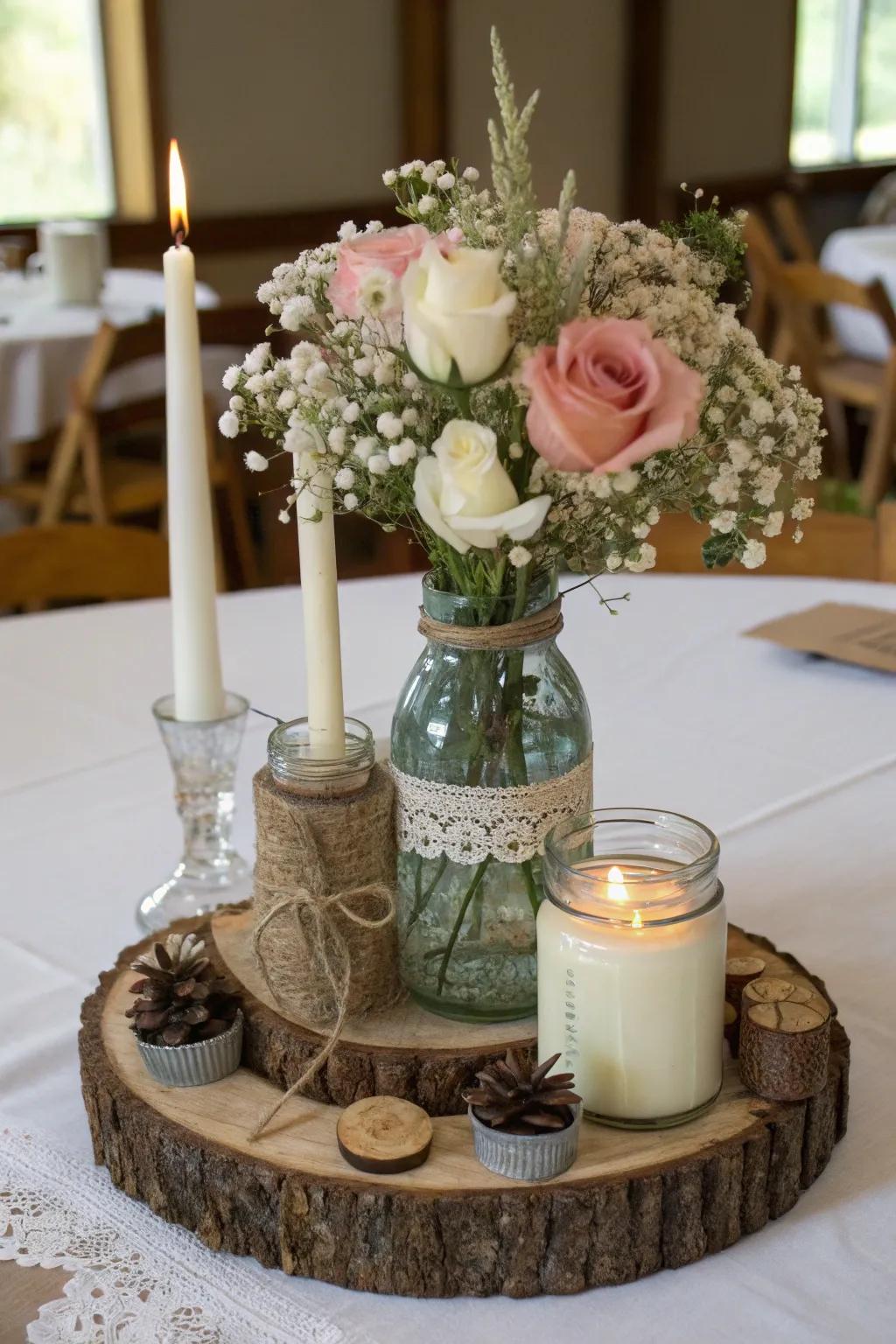 A charming centerpiece featuring unique elements.