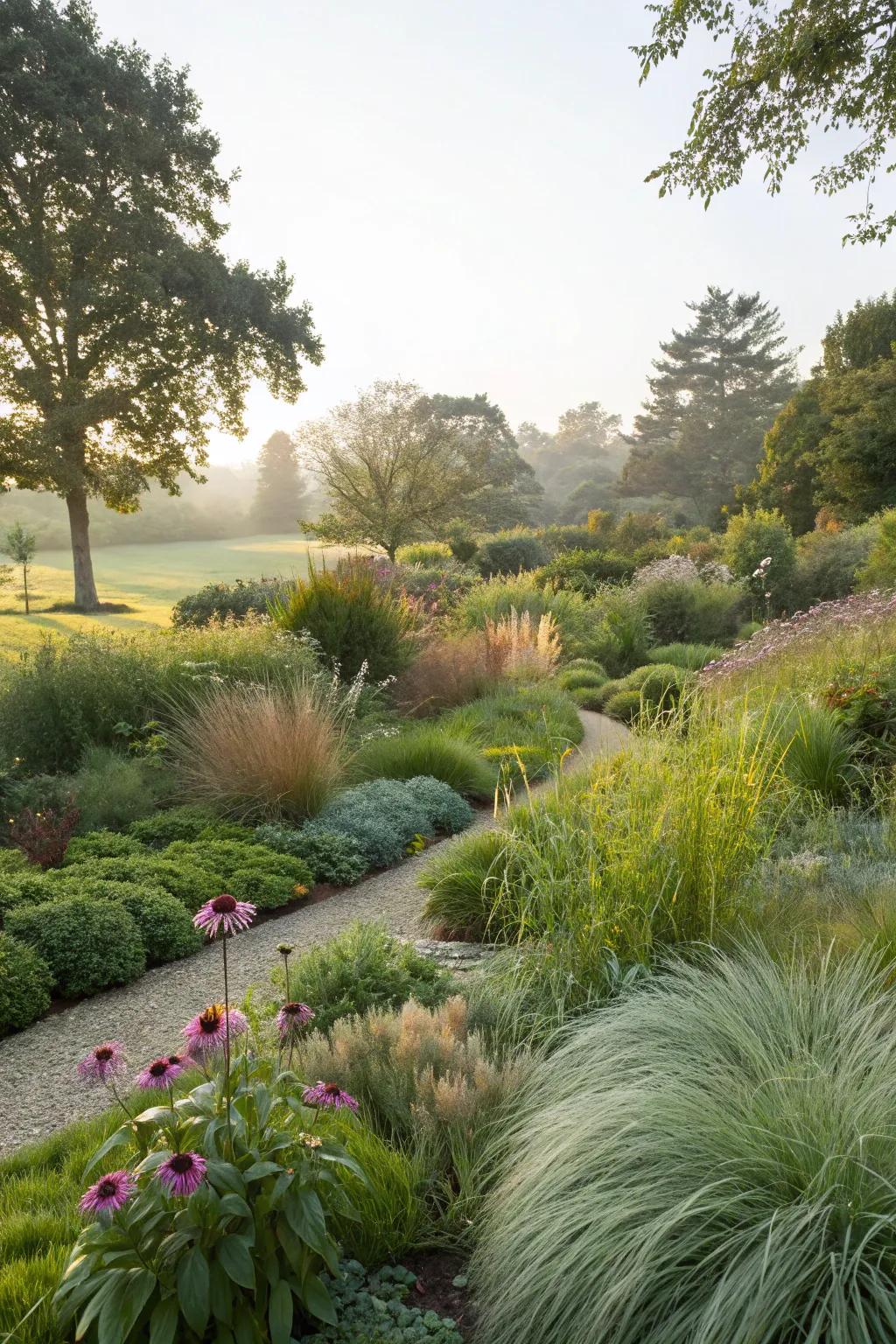 Ground covers swapping out traditional grass for ease.