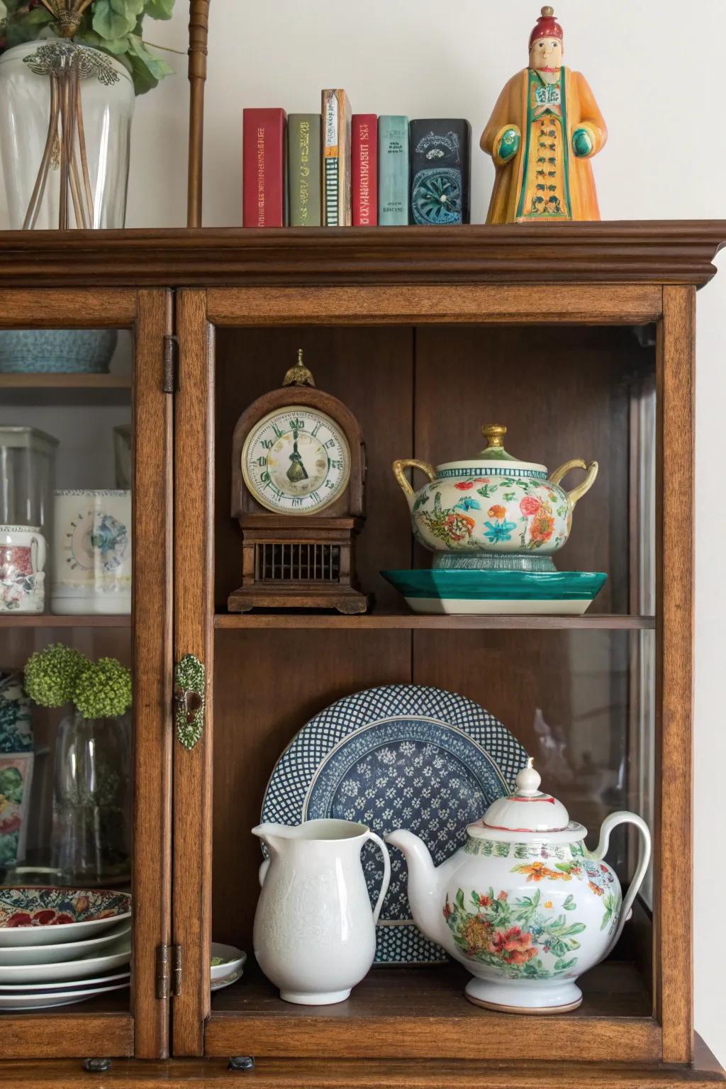 An eclectic mix of styles creates a unique display.