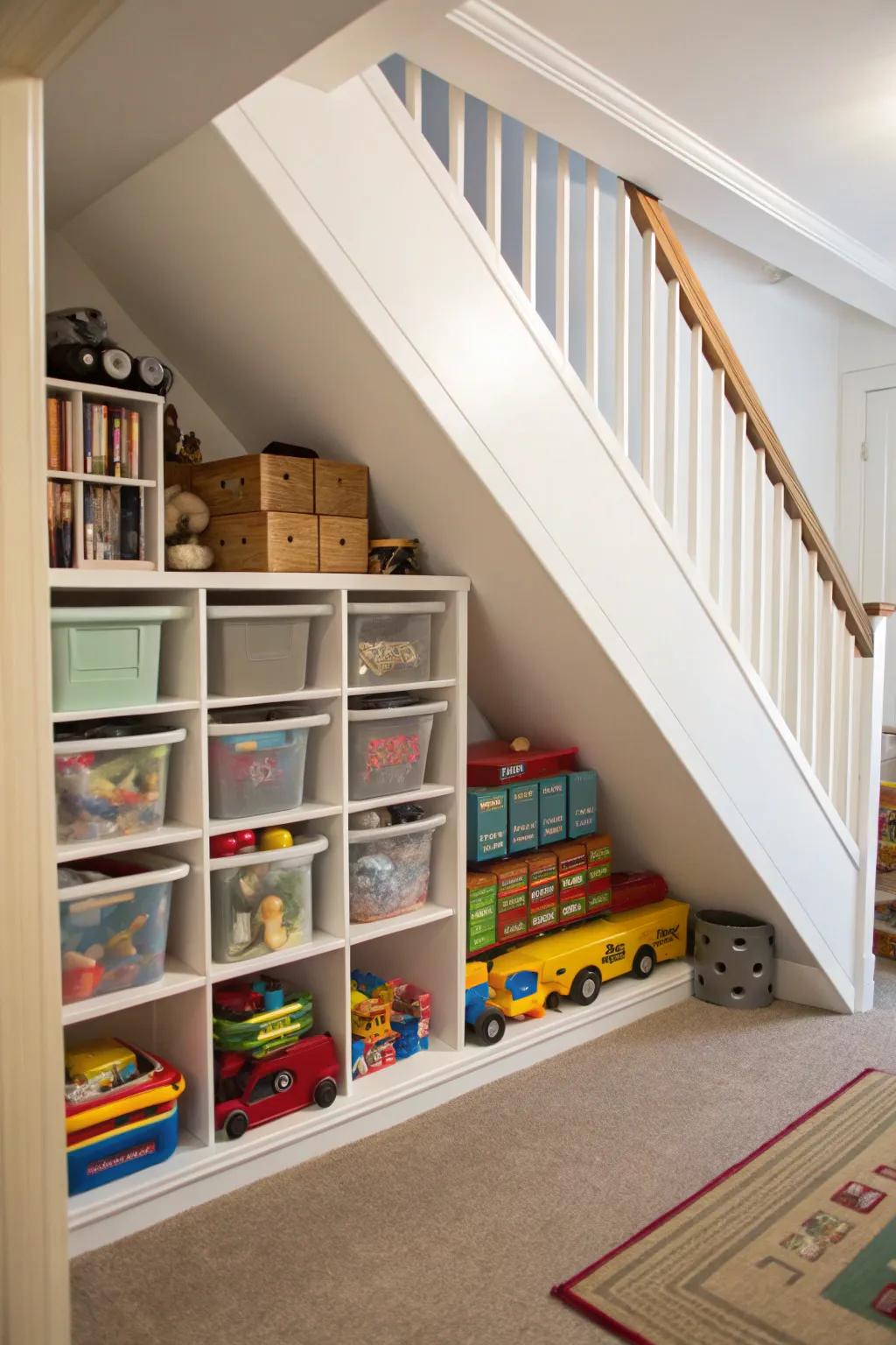 Transform clearance spaces into clever toy storage areas.