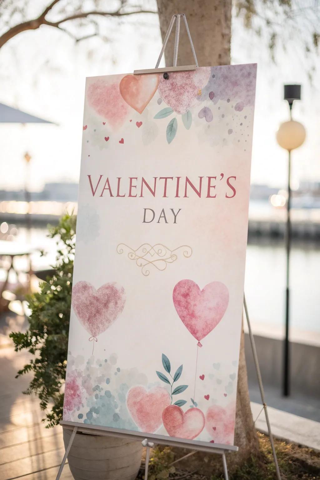 A whimsical Valentine's poster with dreamy watercolor effects.