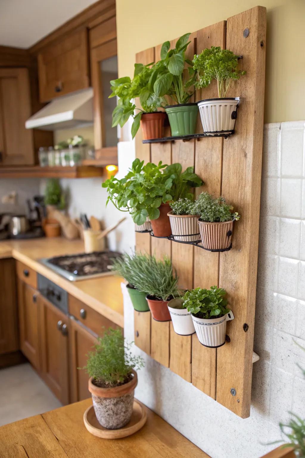 Bring nature indoors with a wooden board mini garden.