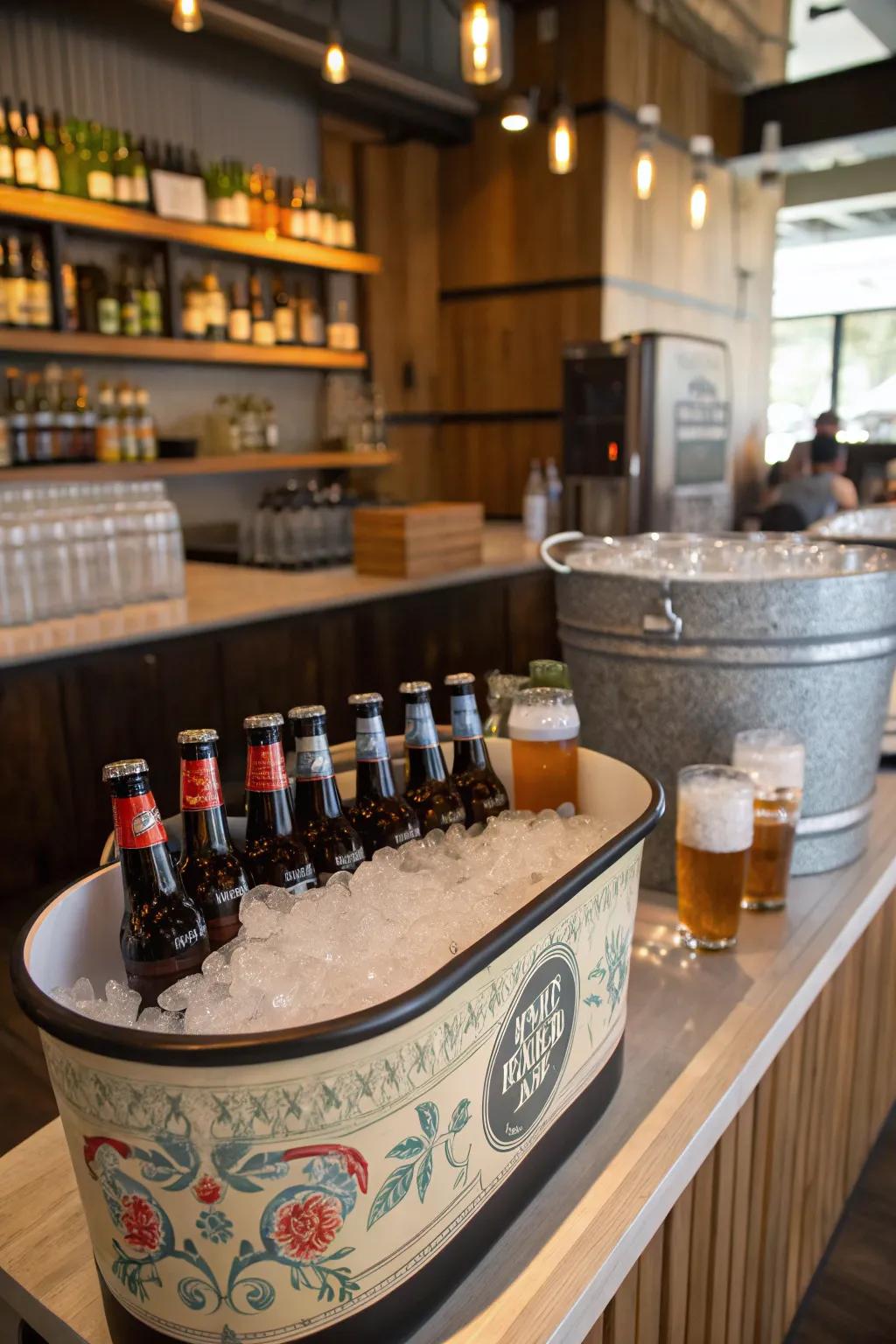 A self-serve beer station adds a casual and fun element.