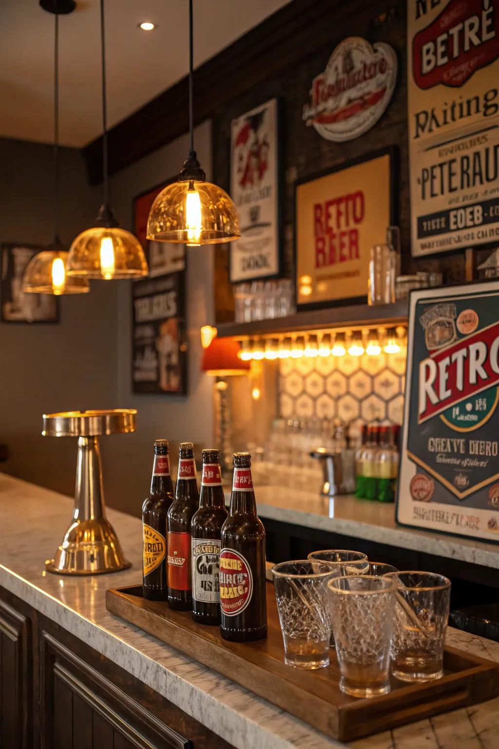 Retro beer signs bring a nostalgic touch to your decor.