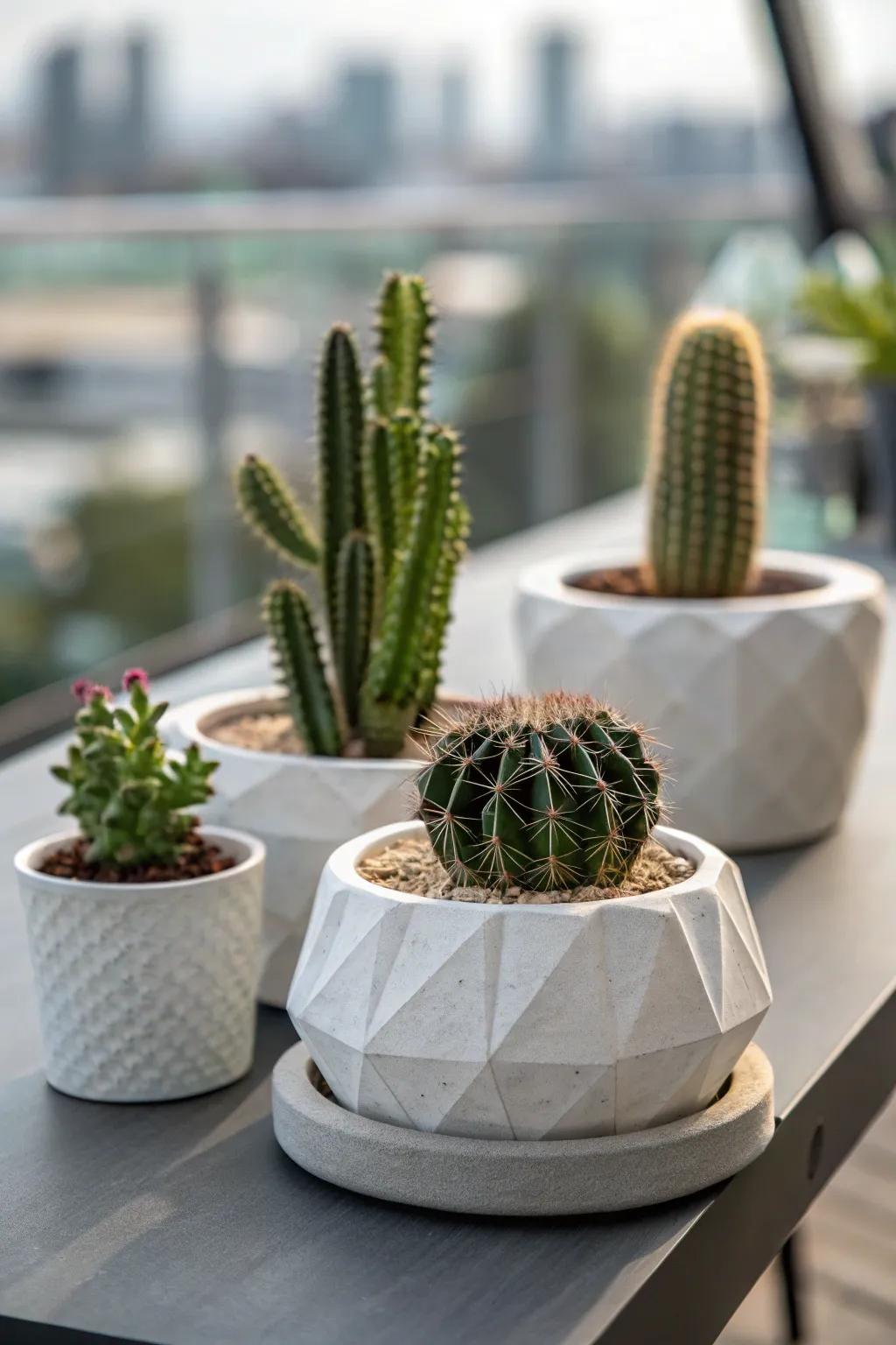 Artistic vessels transform cacti into stunning conversation starters.