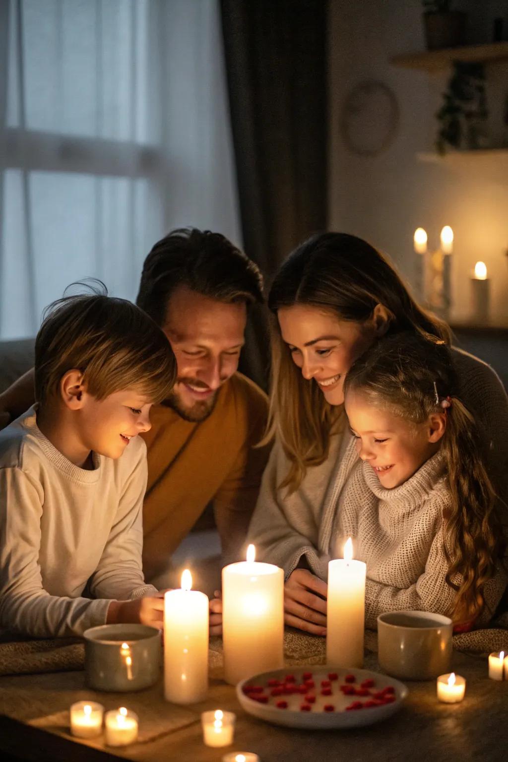 Candlelight adds a magical glow to family moments.