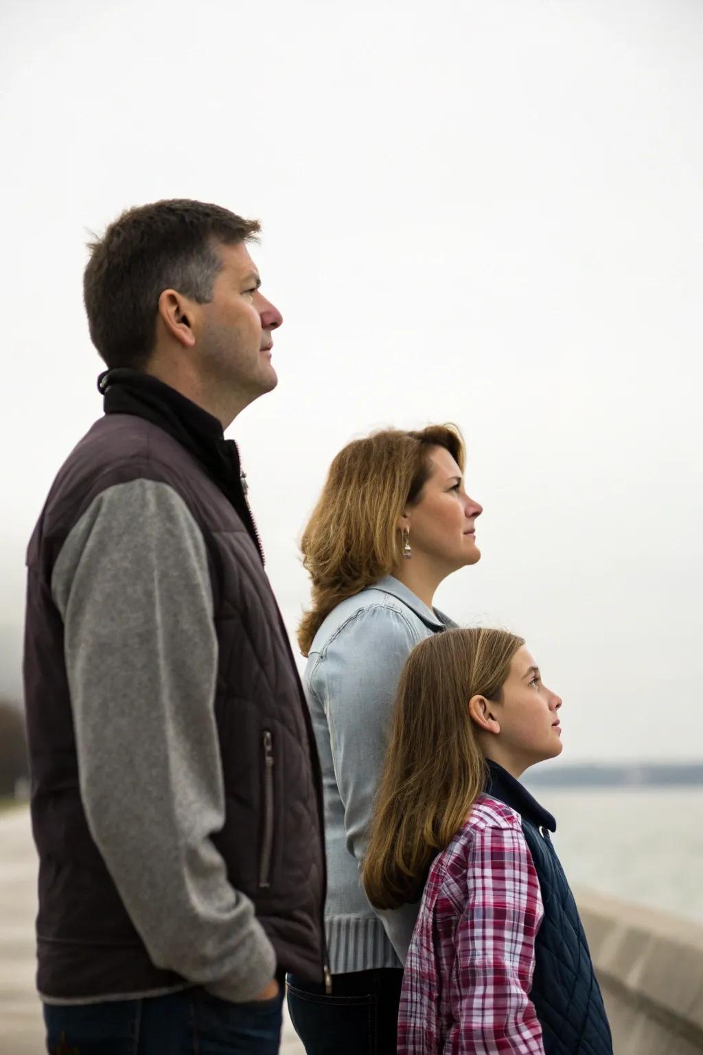 Profile shots create a striking and unified family portrait.