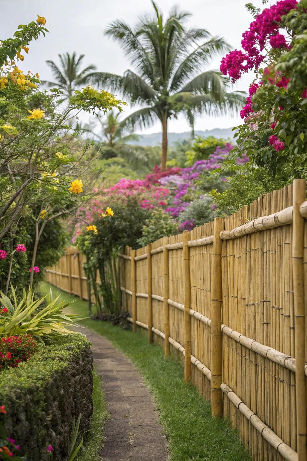 Bamboo fences offer a sustainable and exotic design option.