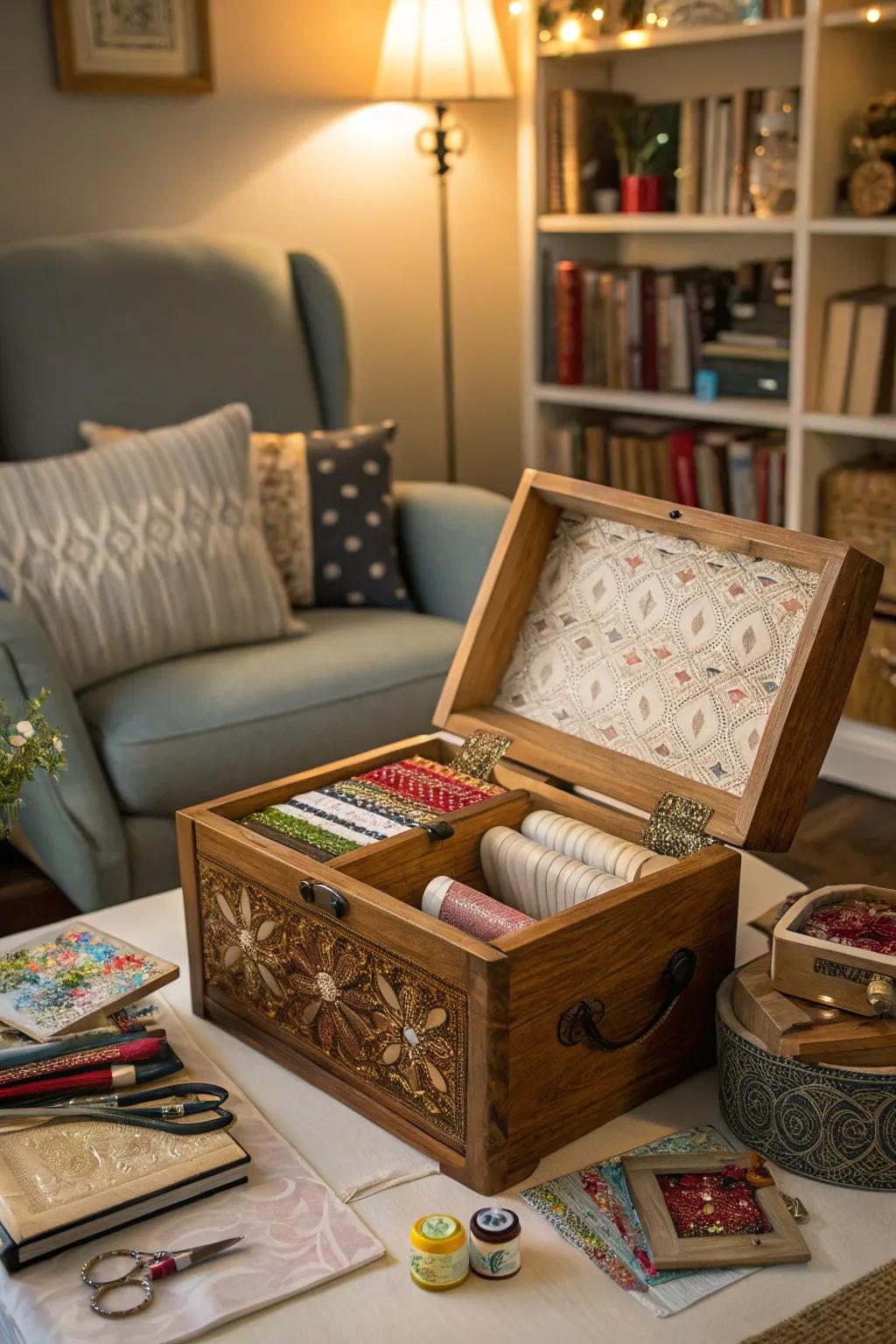 Beyond needles and thread, this sewing box holds secrets.